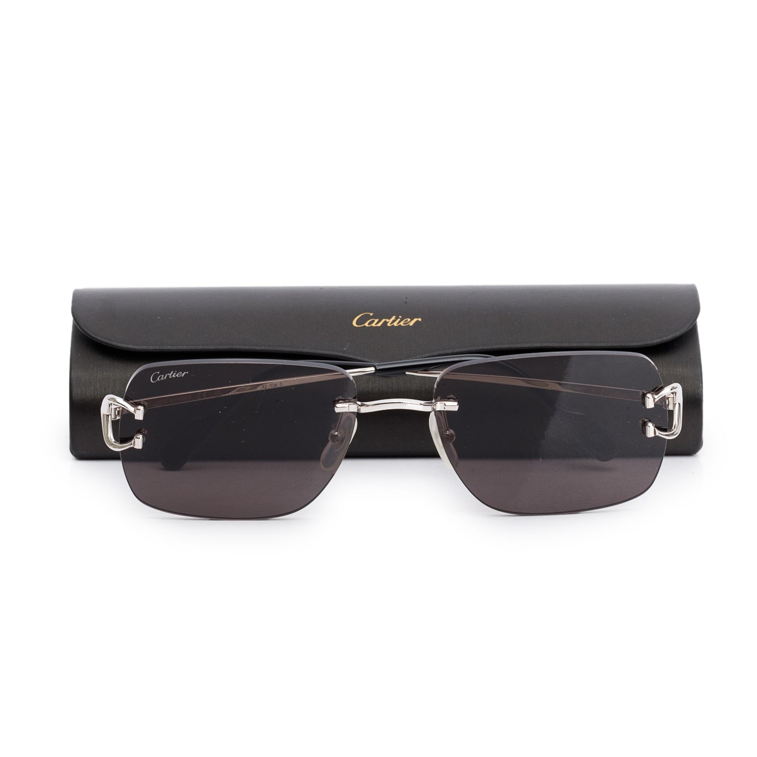 Cartier CT0330S Black Rimless C de Cartier Sunglasses w/ Case
