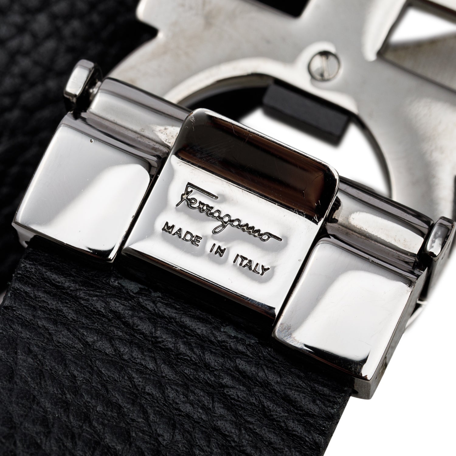 Ferragamo Black/Brown Grained Calfskin Reversible Gancini Belt