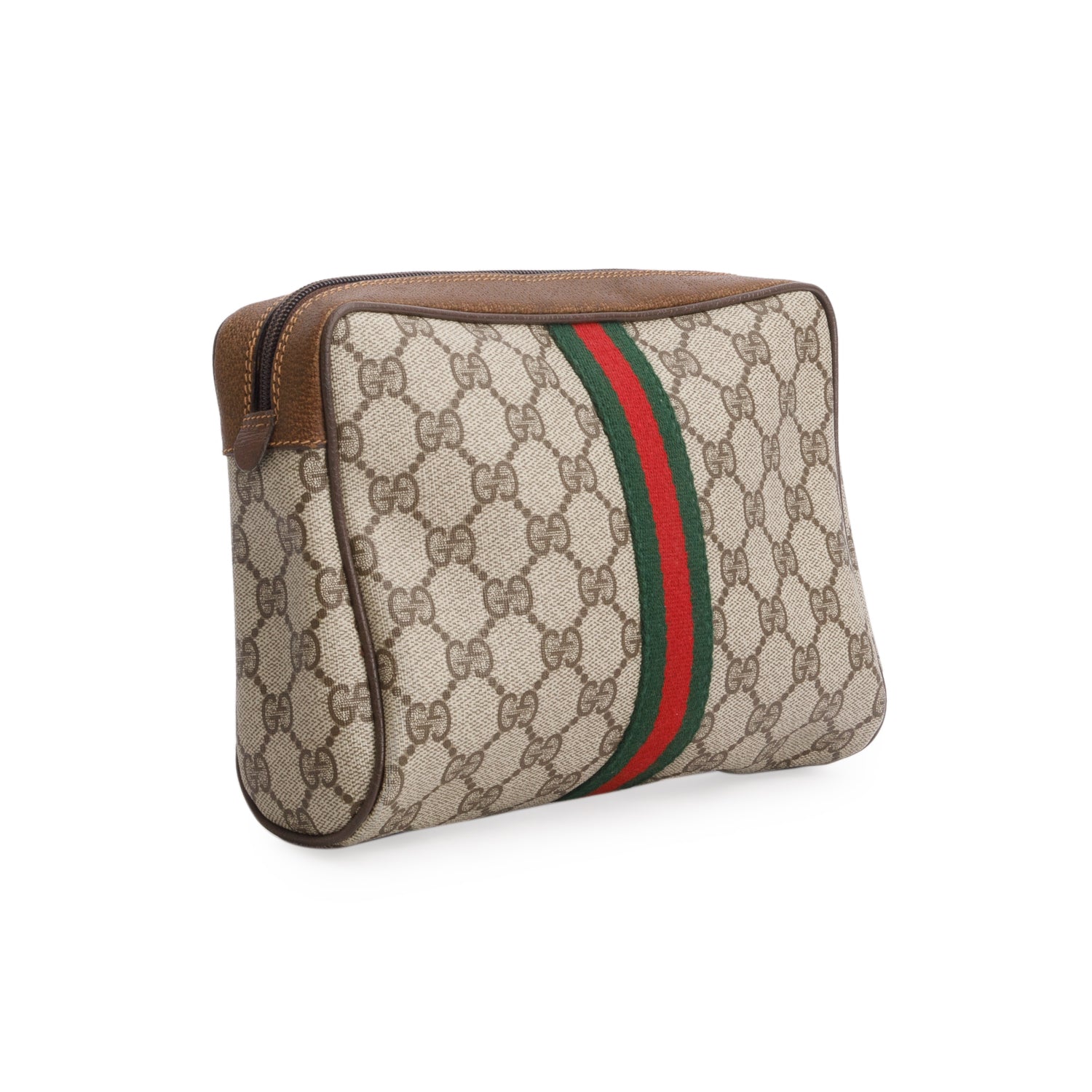 Gucci Vintage GG Supreme Monogram Sherry Line Web Pouch