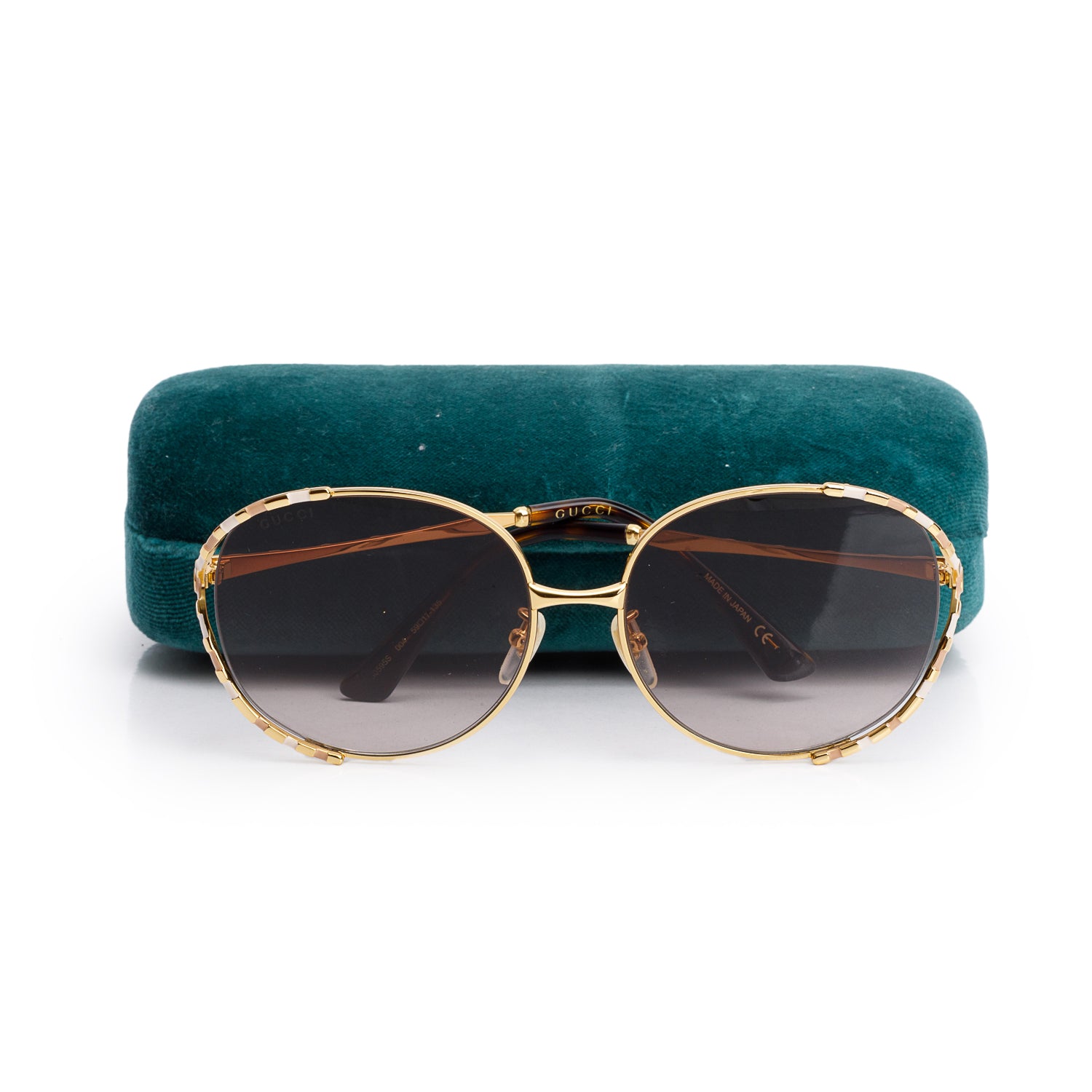 Gucci G0595S Gold-Tone Oval Gradient Sunglasses w/ Case