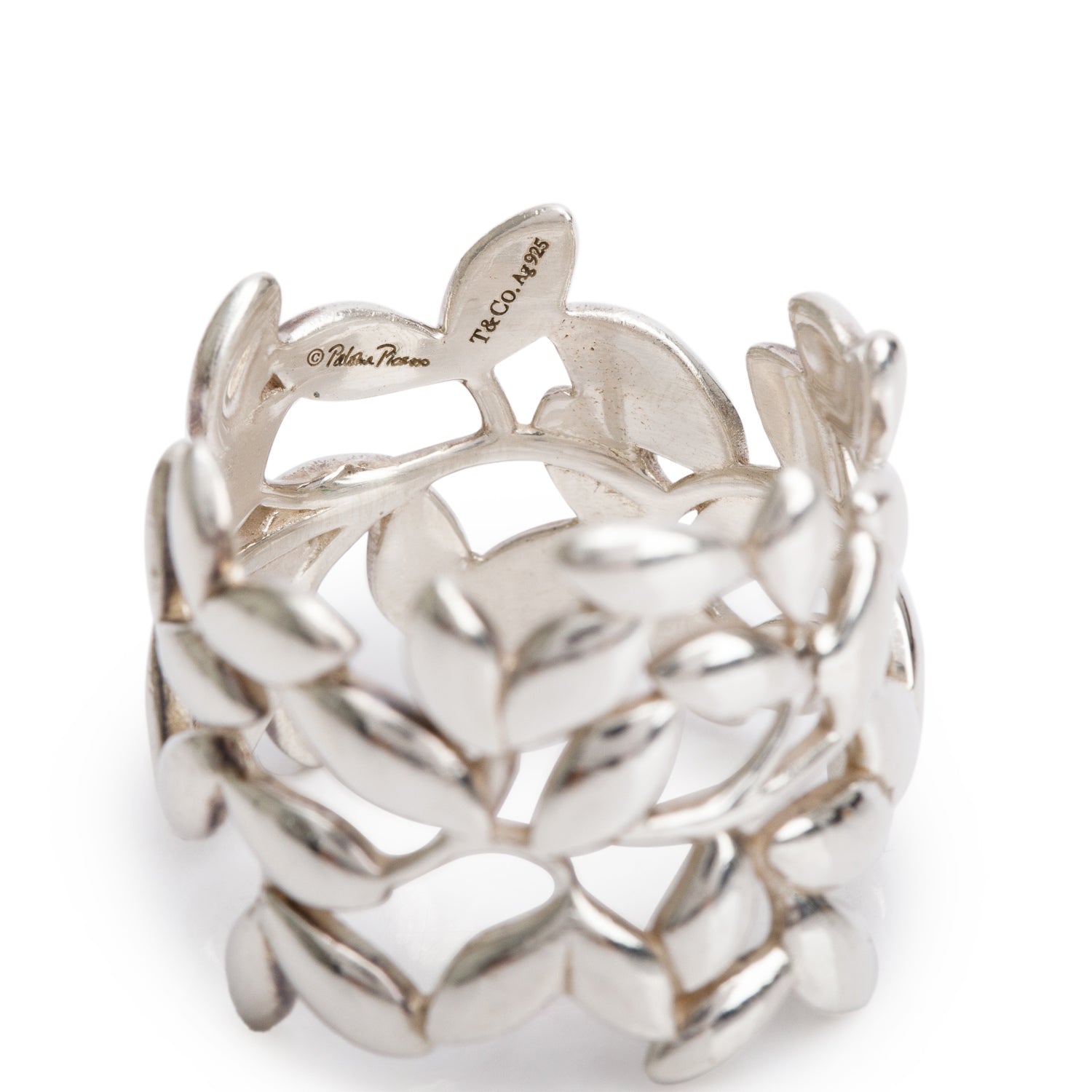 Tiffany & Co. Paloma Picasso Sterling Silver Olive Leaf Band Ring, Size 5.5