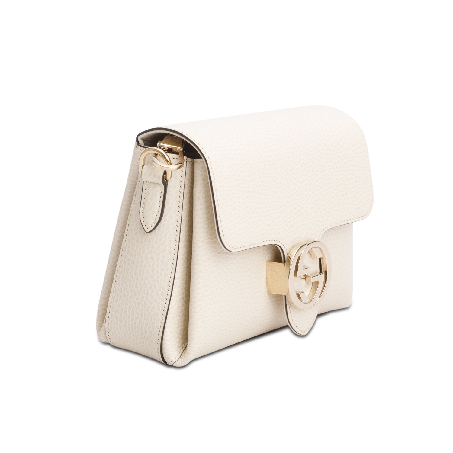 Gucci Cream Grained Calfskin Interlocking G Shoulder Bag