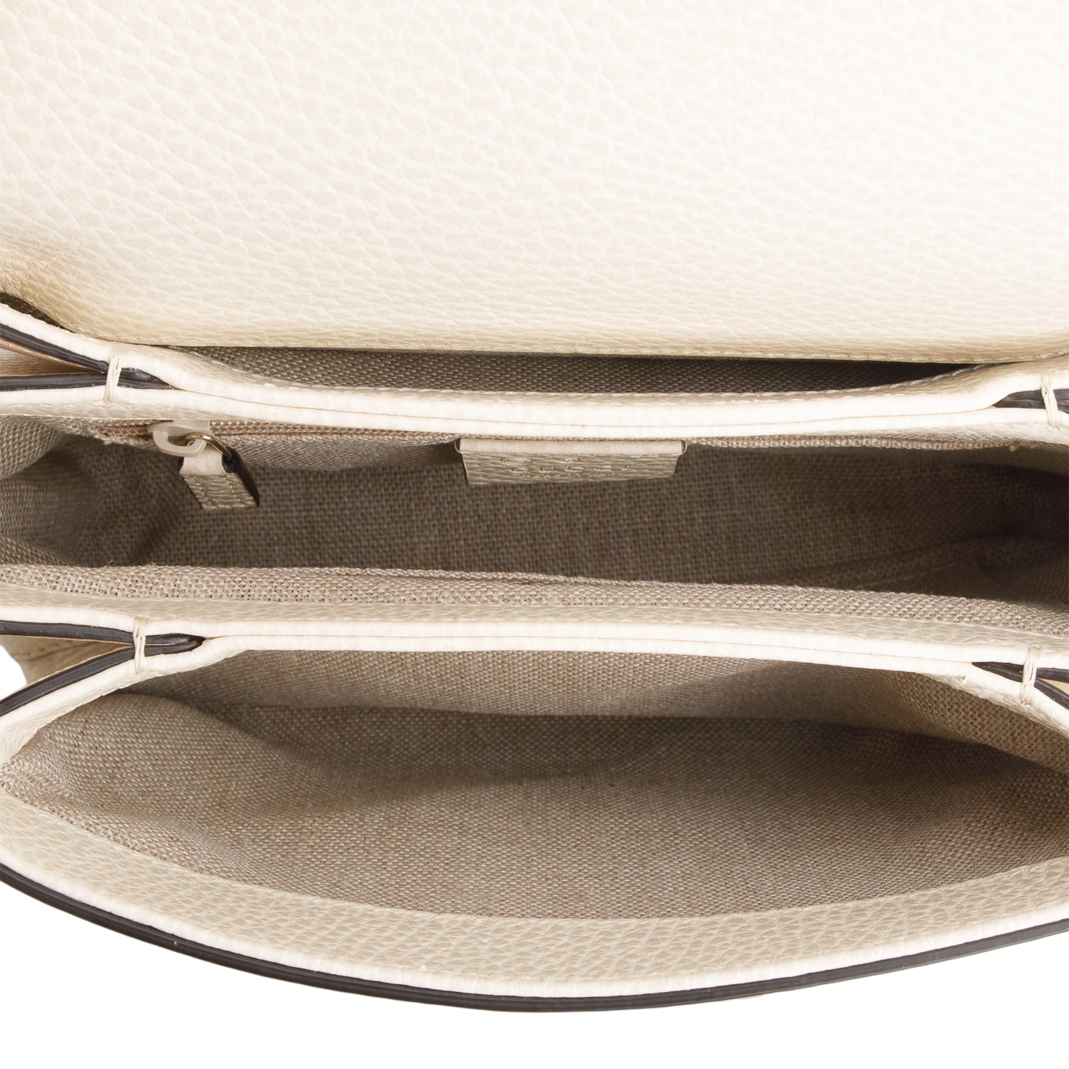 Gucci Cream Grained Calfskin Interlocking G Shoulder Bag