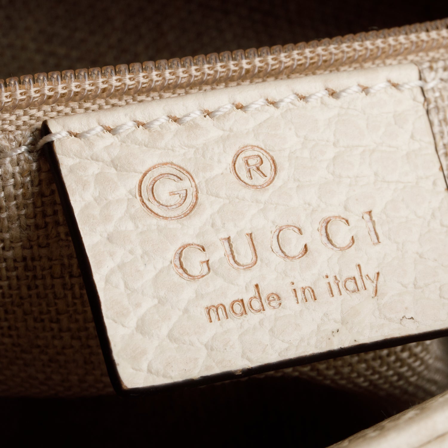 Gucci Cream Grained Calfskin Interlocking G Shoulder Bag
