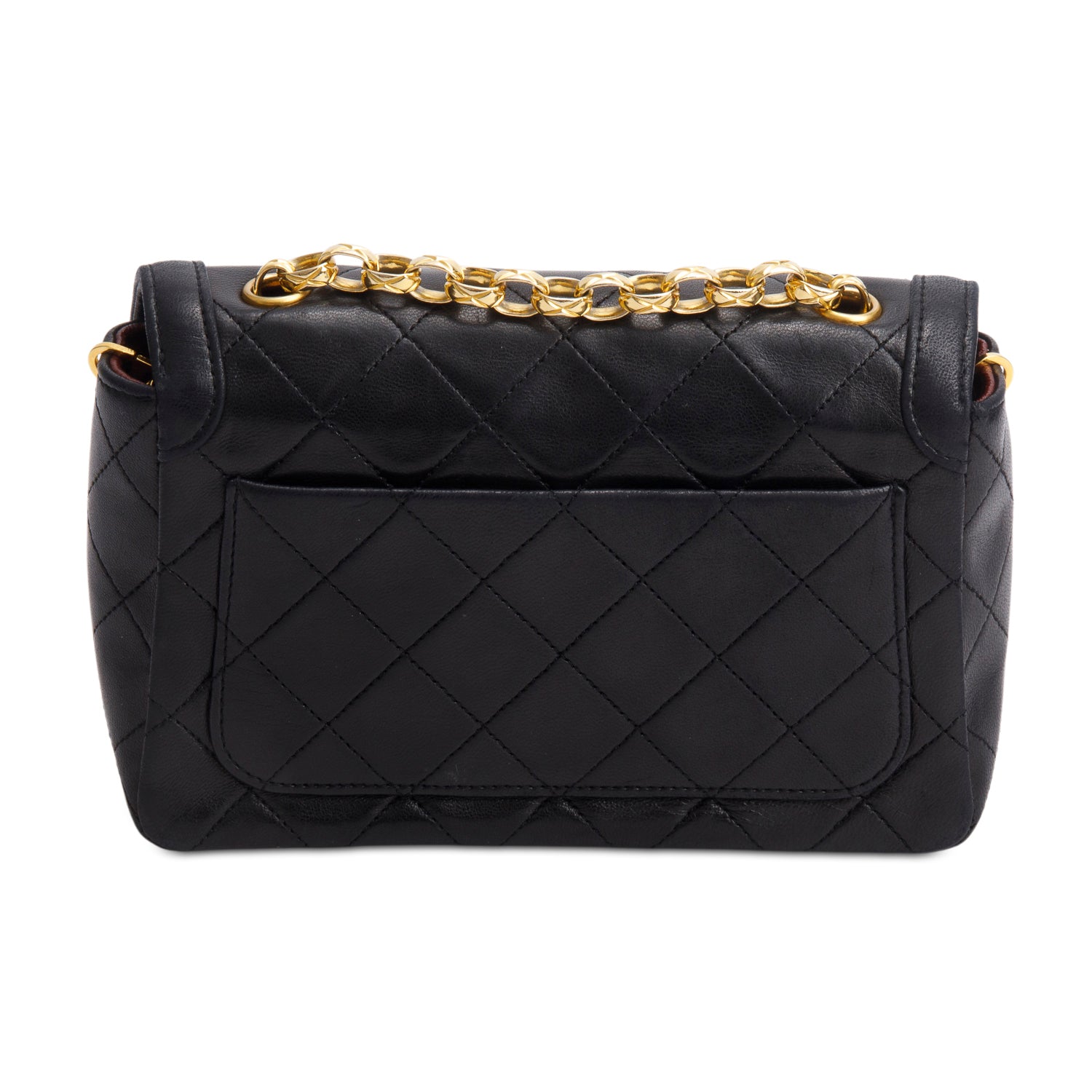 Chanel Vintage Black Lambskin Quilted Diana Flap w/ Box, Pouch & Authenticity Card