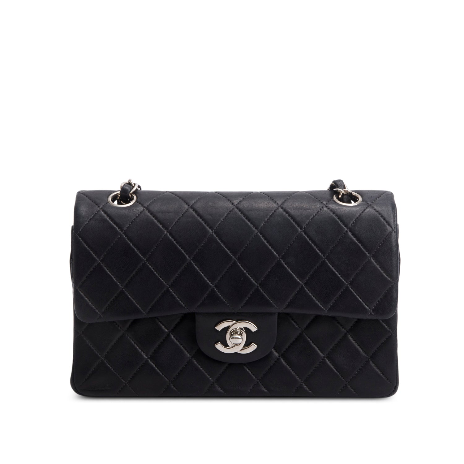 Chanel Black Lambskin Quilted Small Double Flap