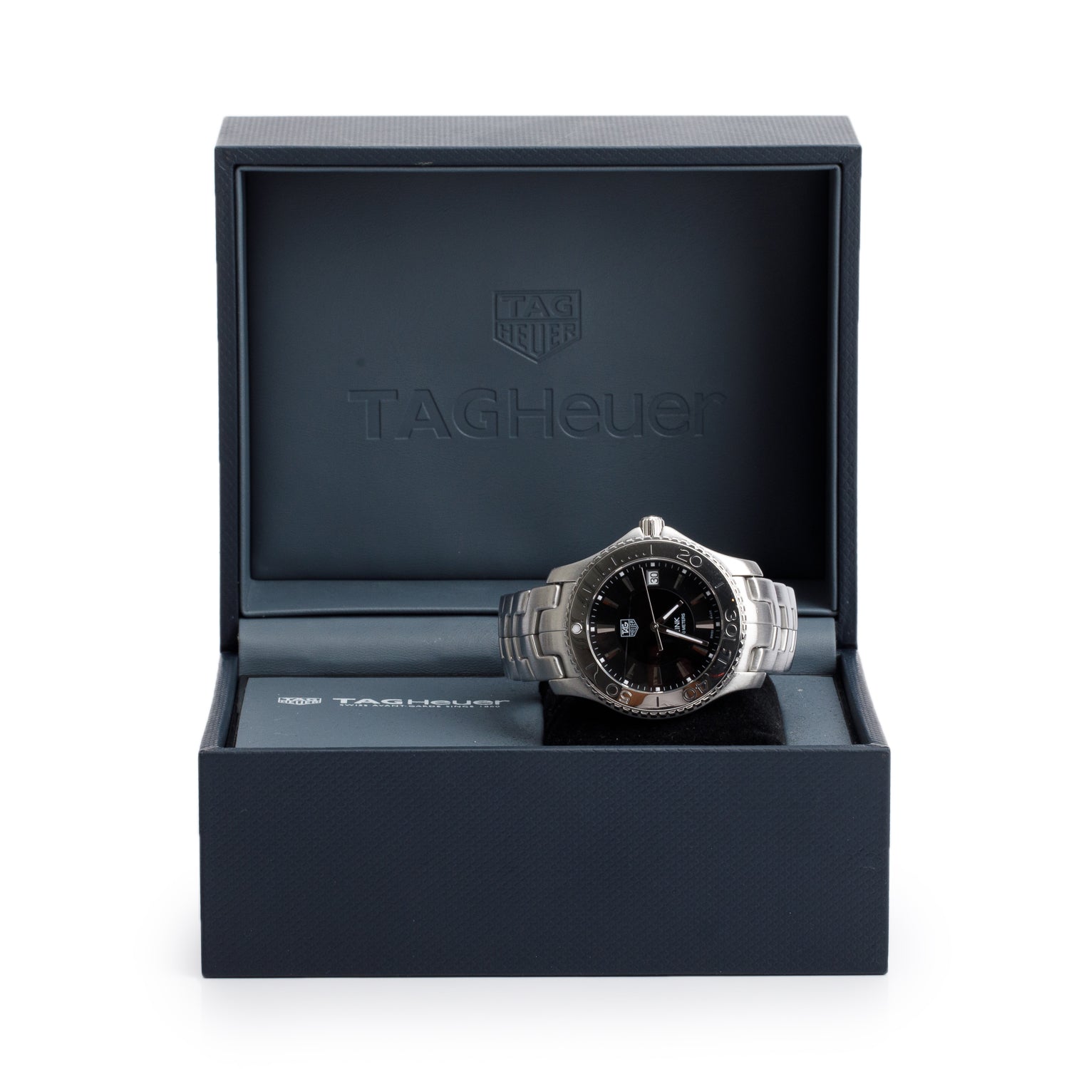 Tag Heuer Stainless Steel Link 39 MM Quartz Watch Black Dial WJ1110 w/ Box