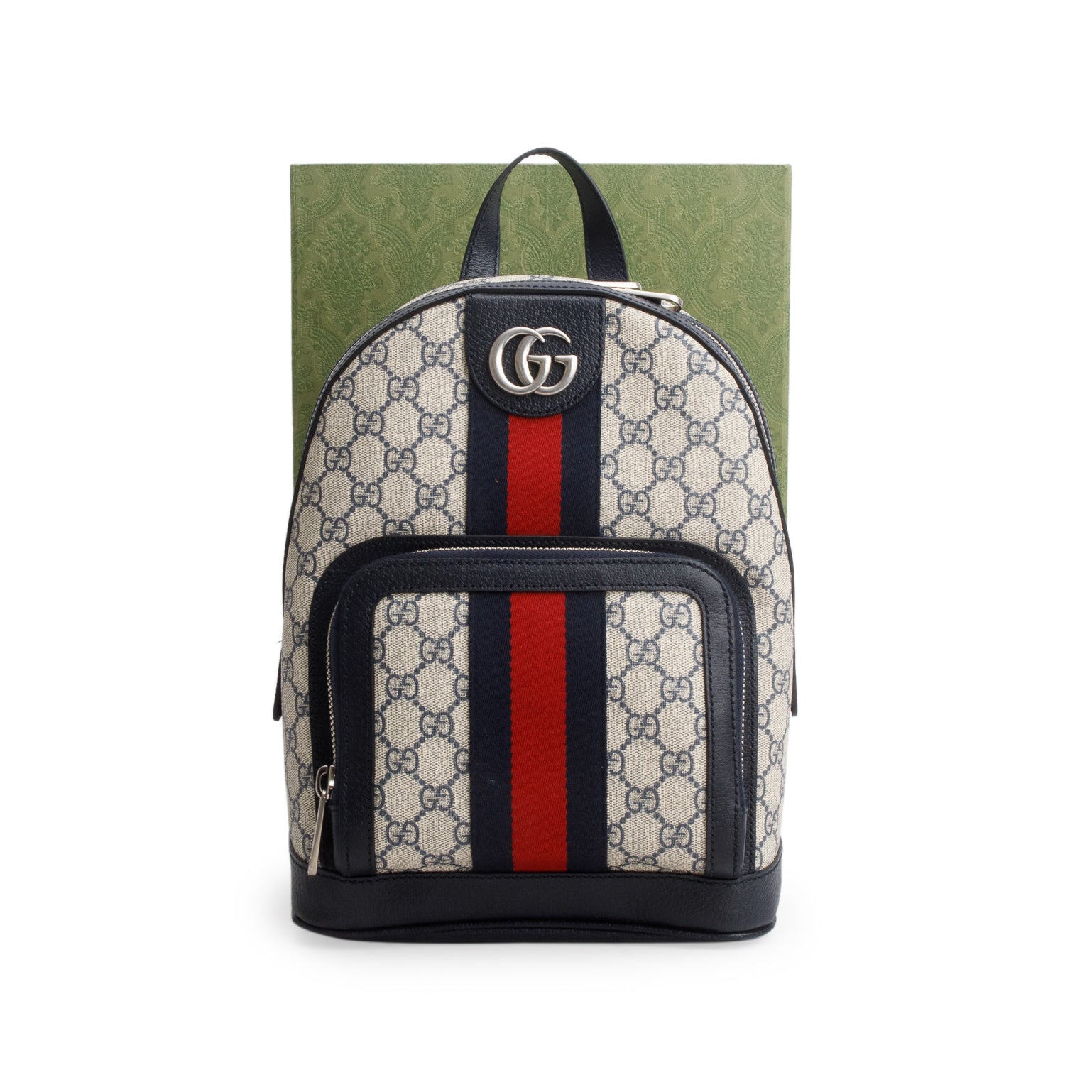 Gucci GG Supreme Monogram Textured Dollar Calfskin Web Small Ophidia Day Backpack w/ Box