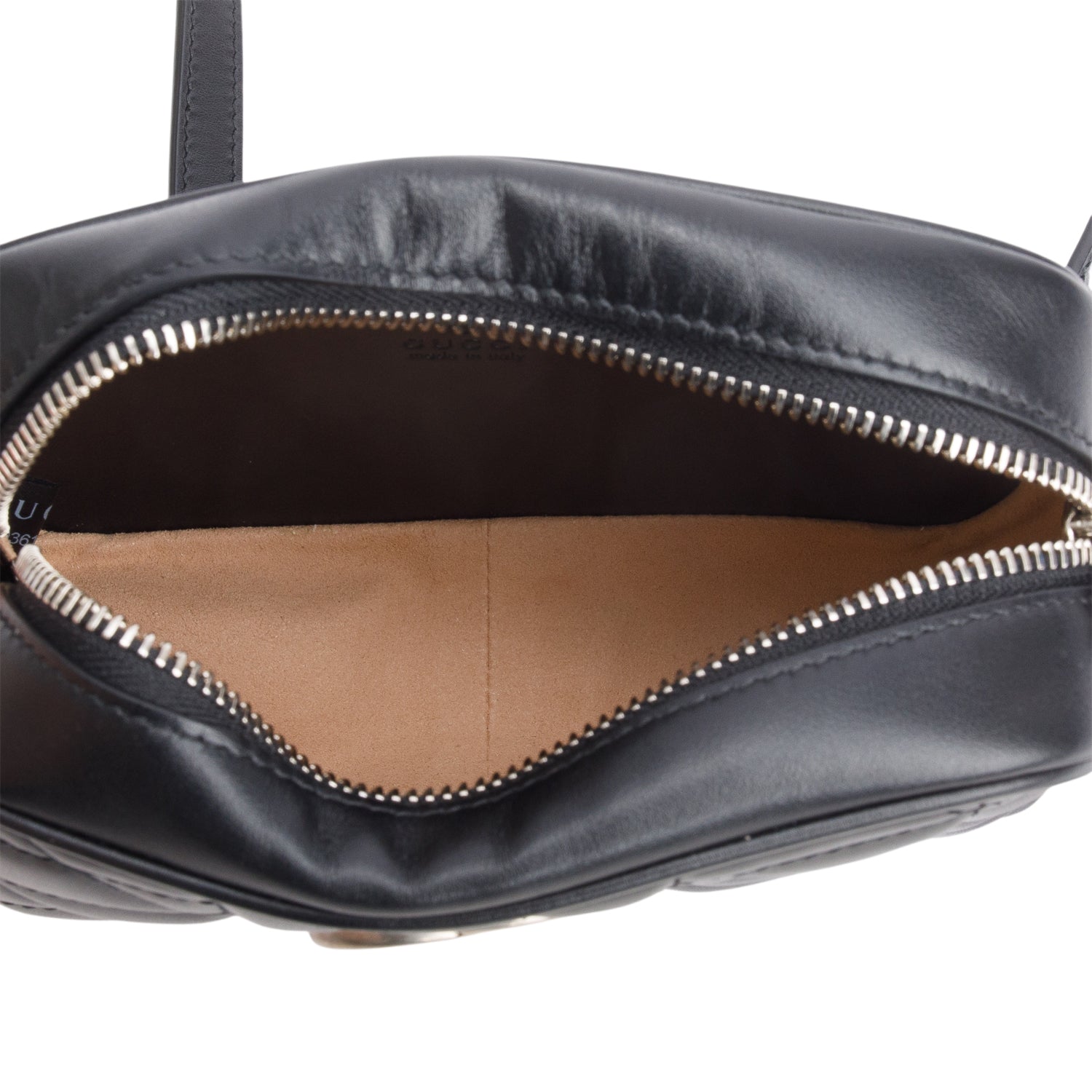 Gucci Black Calfskin Matelasse Aria Mini GG Marmont Chain Shoulder Bag