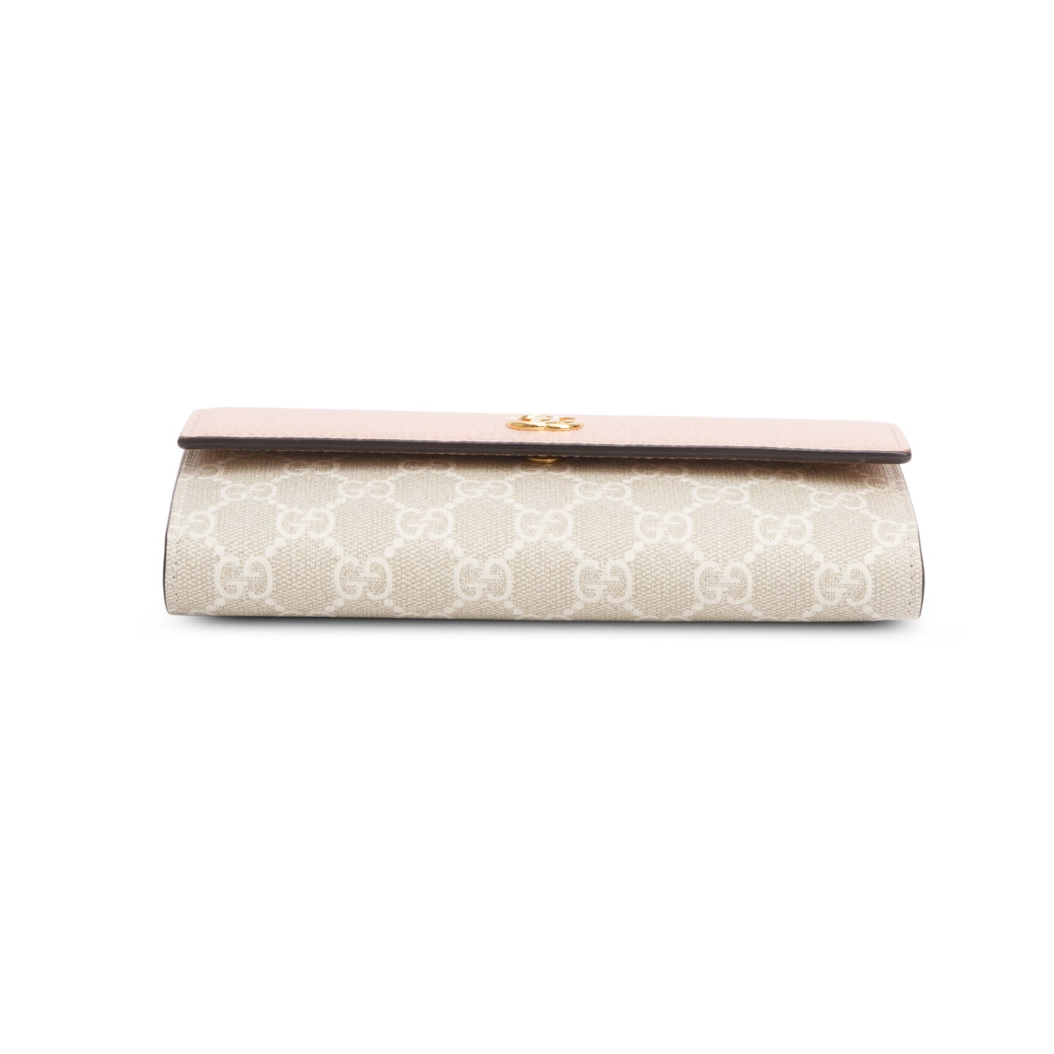 Gucci Pink Dollar Calfskin GG Supreme Monogram Petite GG Marmont Wallet on Chain w/ Box