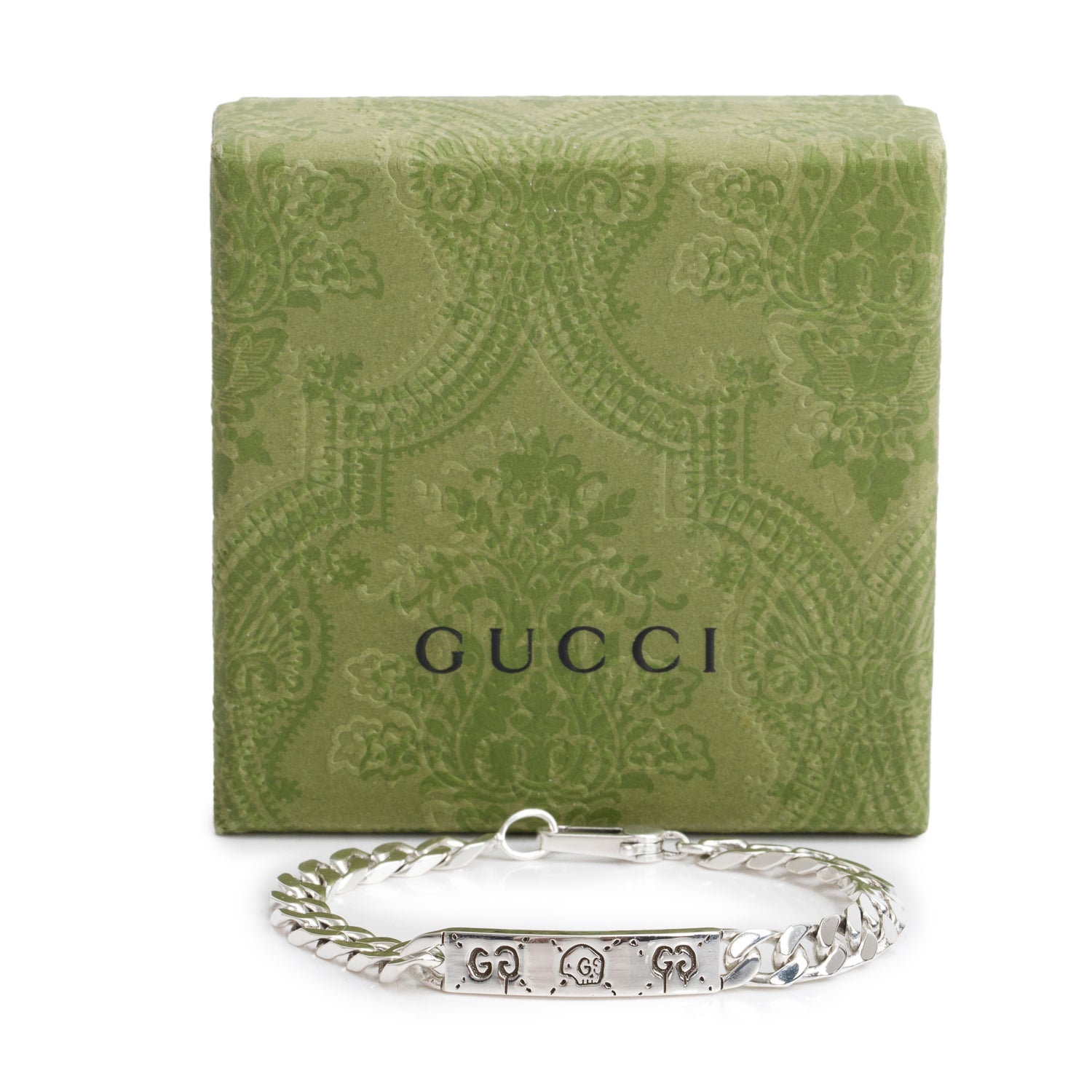Gucci Sterling Silver GucciGhost Chain Bracelet w/ Box