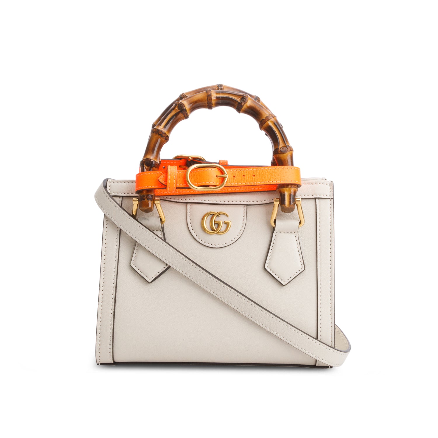 Gucci Cream Wonka Grain Calfskin Mini Diana Tote Bag w/ Strap