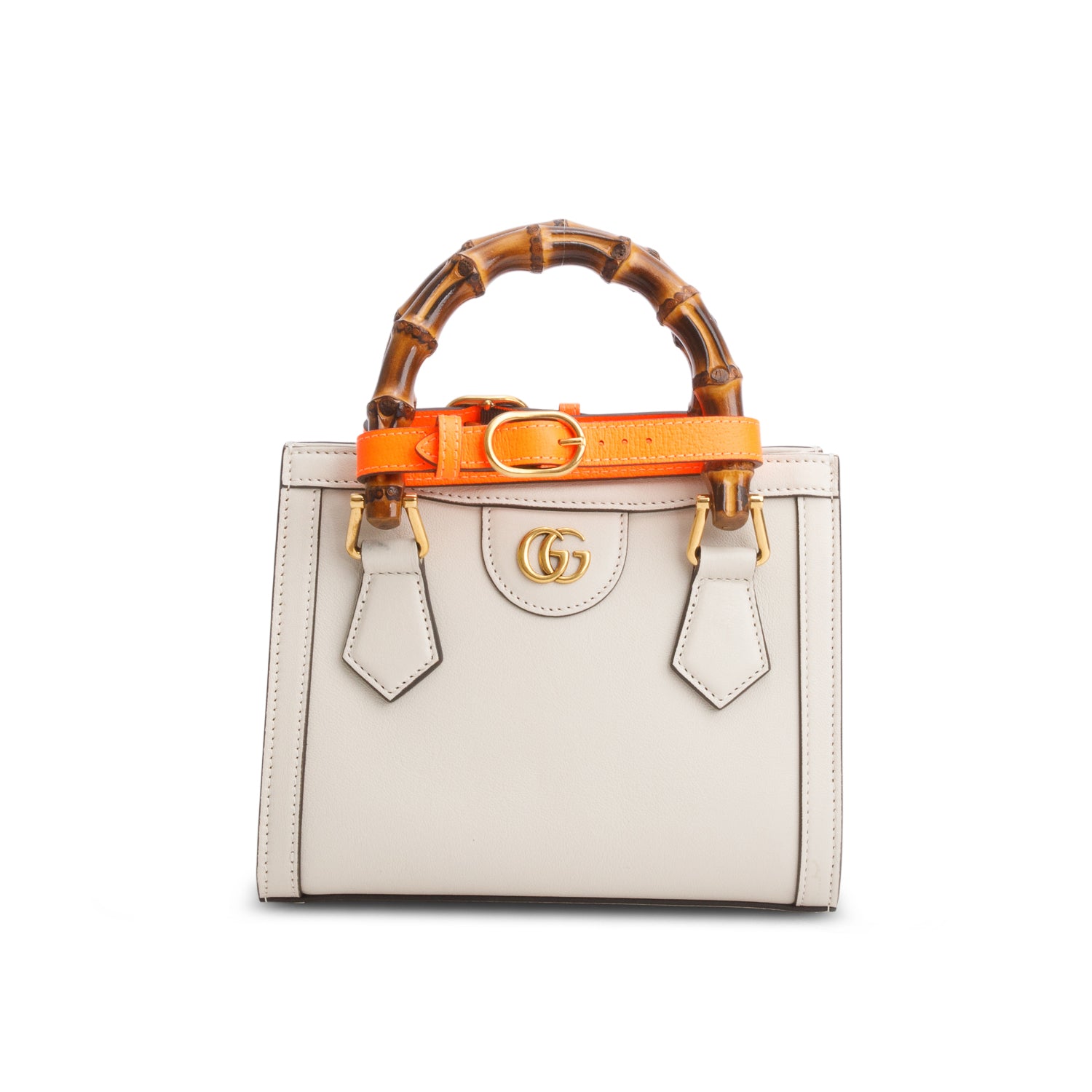 Gucci Cream Wonka Grain Calfskin Mini Diana Tote Bag w/ Strap