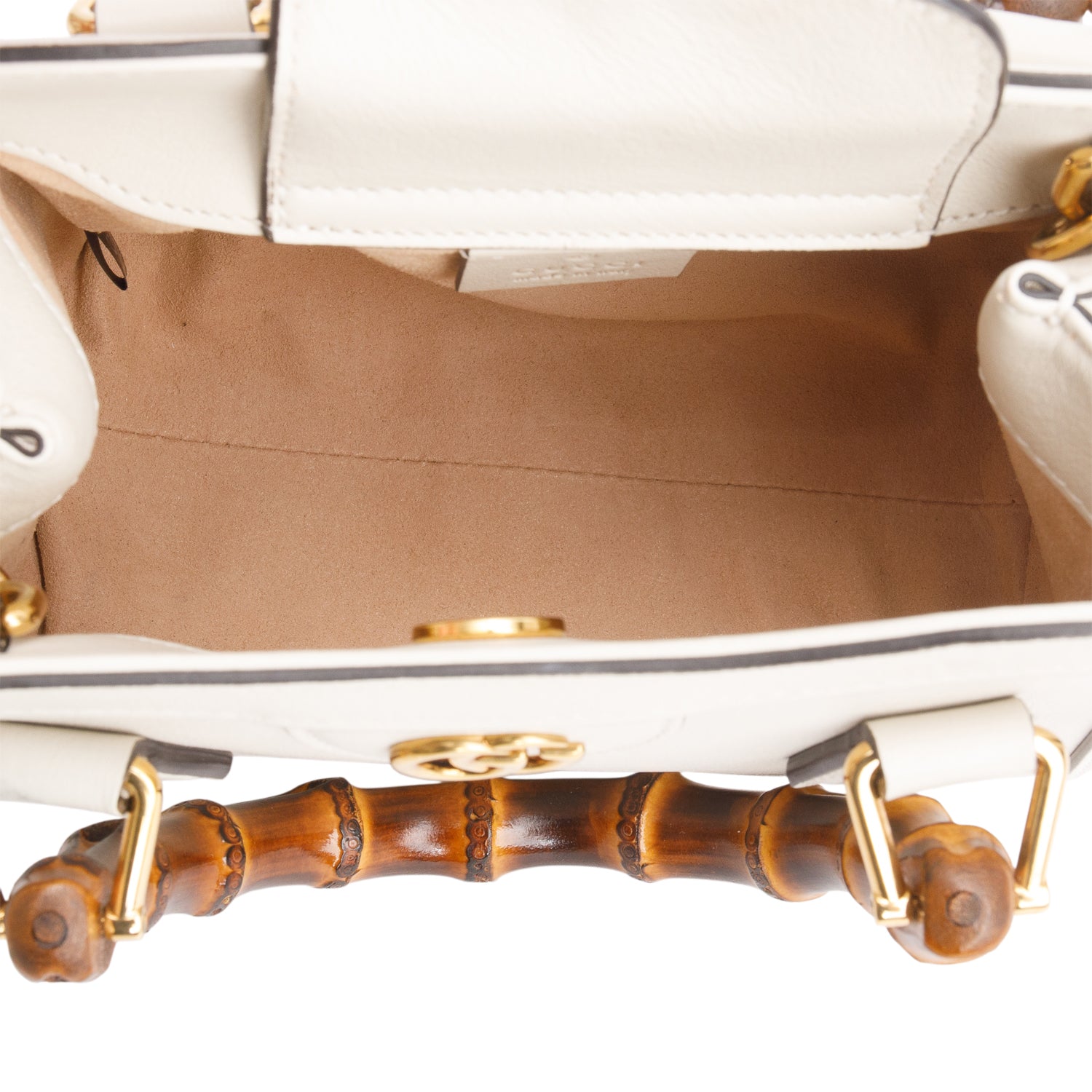 Gucci Cream Wonka Grain Calfskin Mini Diana Tote Bag w/ Strap
