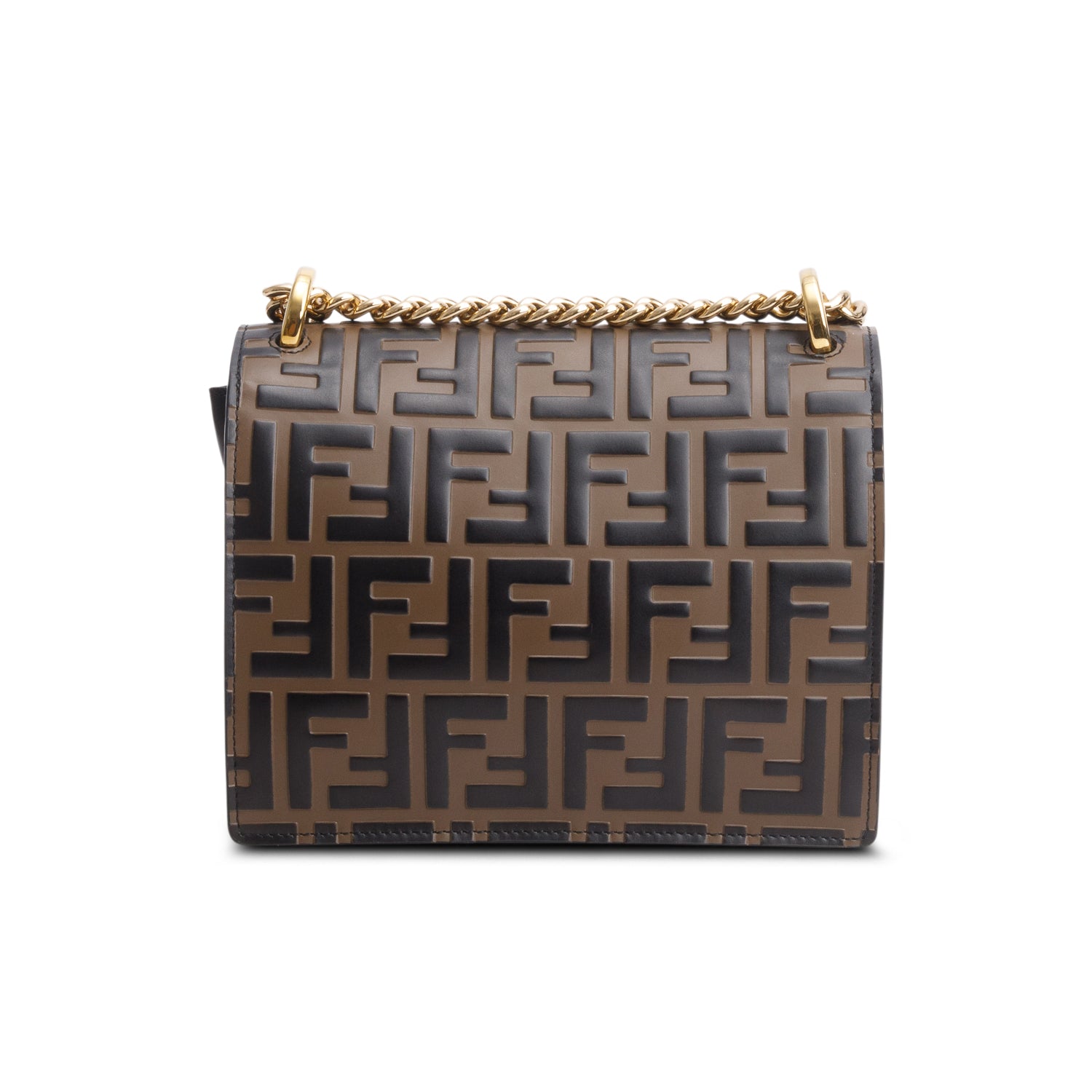 Fendi Vitello Liberty Bi-Color FF 1974 Embossed Small Kan U Shoulder Bag w/ Straps