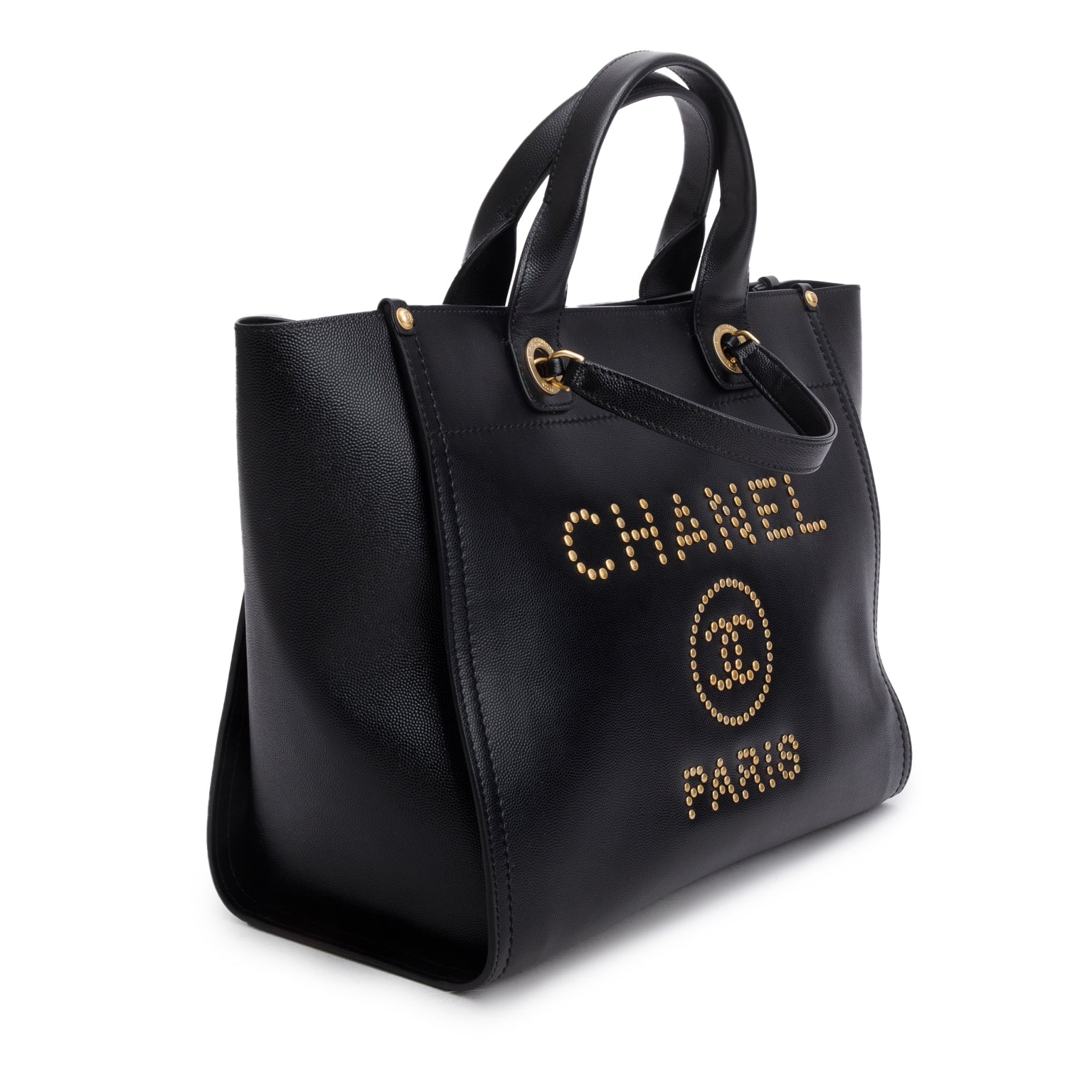 Chanel Black Caviar Small Studded Deauville Tote