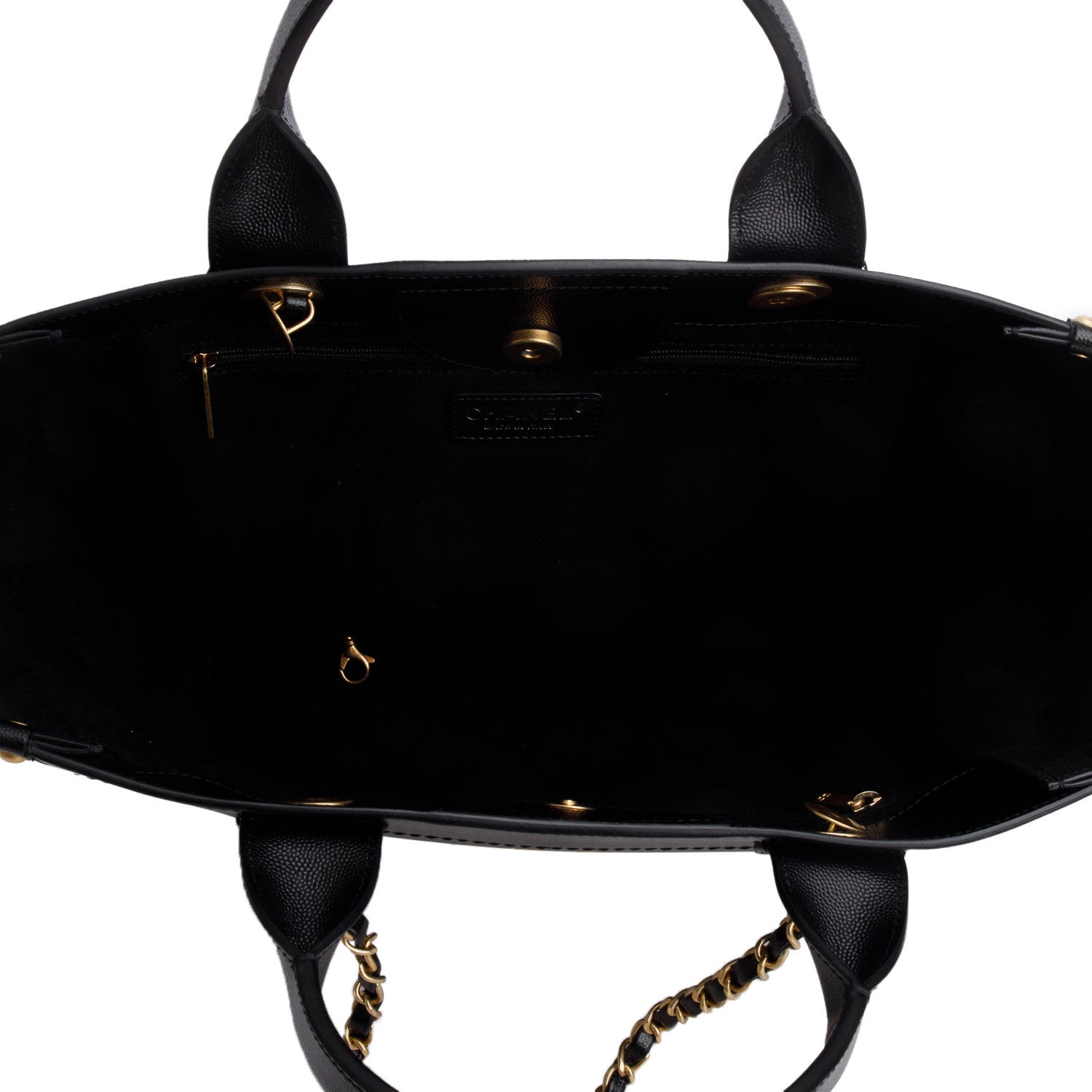 Chanel Black Caviar Small Studded Deauville Tote