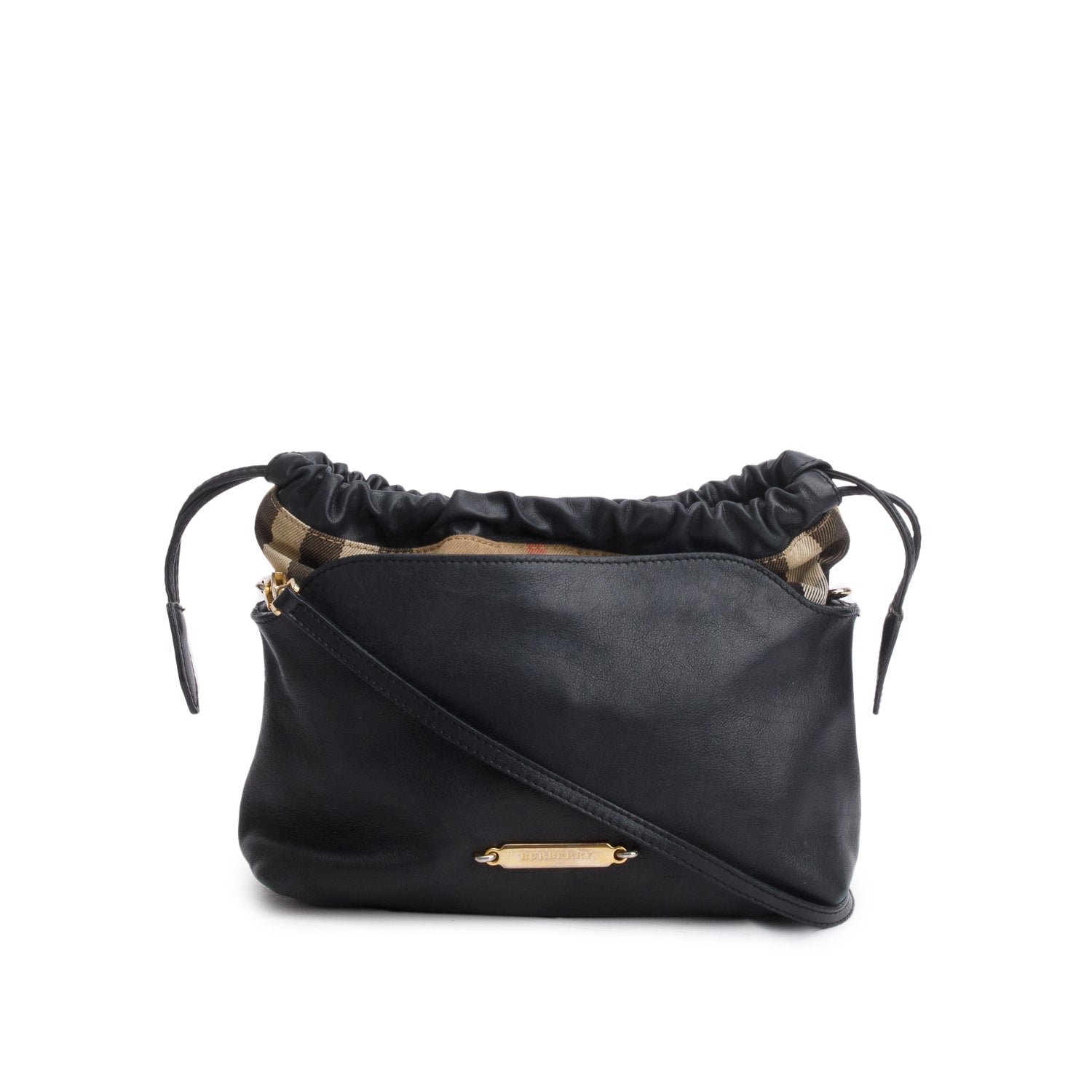 Burberry Black Calfskin House Check Little Crush Crossbody