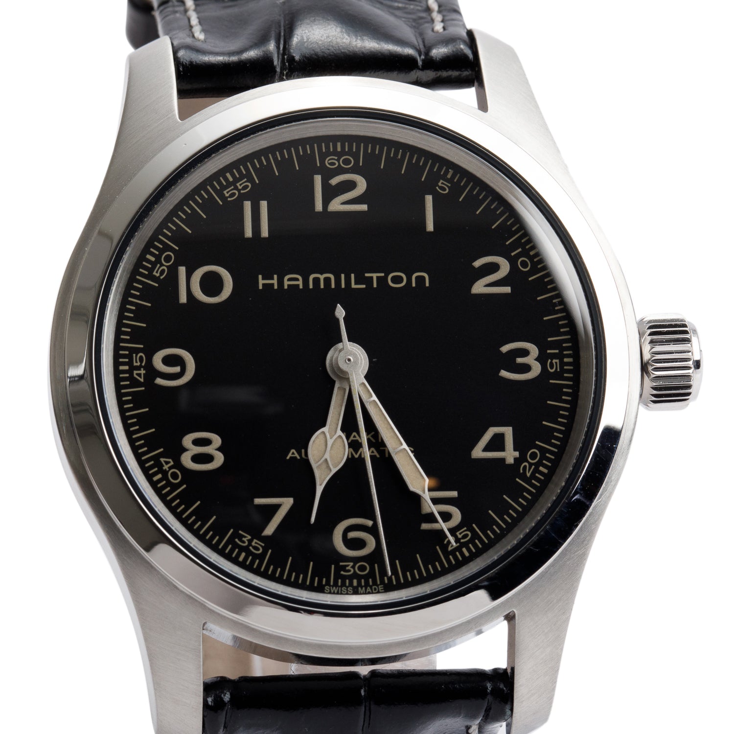 Hamilton Stainless Steel Khak Field Murph 42 MM Automatic Watch Black Dial H706050 w/ Box, Papers & Extra Strap