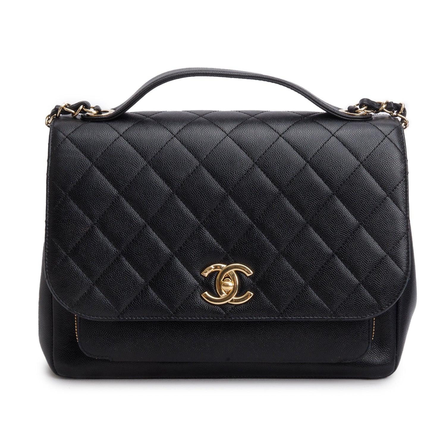 Chanel Black Caviar Quilted Large Business Affinity Flap w/ Authenticity Card & Receipt