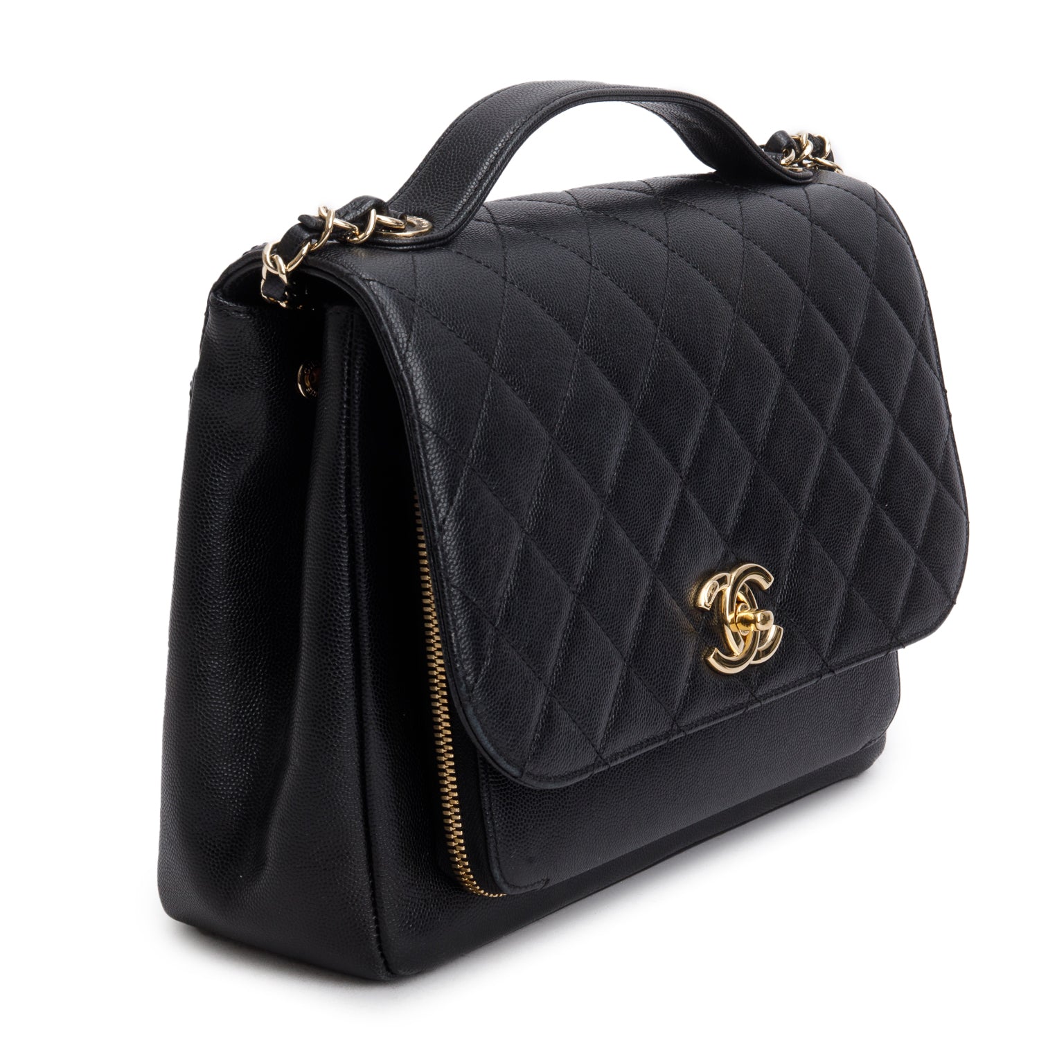 Chanel Black Caviar Quilted Large Business Affinity Flap w/ Authenticity Card & Receipt