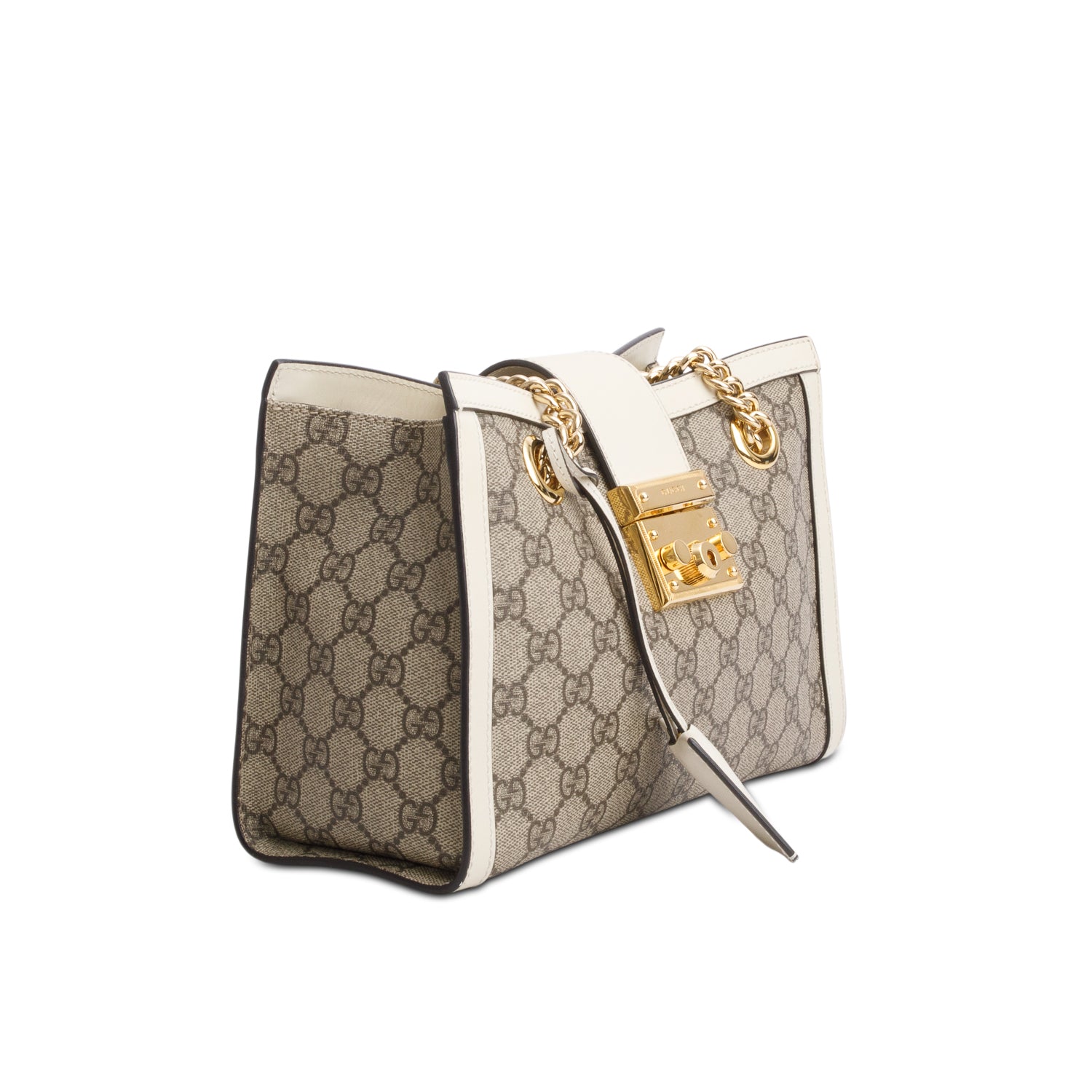 Gucci GG Supreme Monogram Moon Calfskin Small Padlock Tote