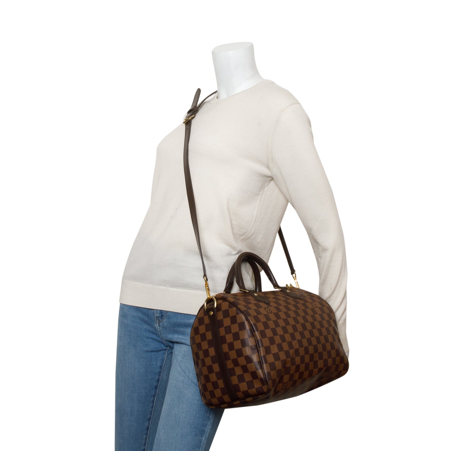 Louis Vuitton 2020 Damier Ebene Speedy Bandouliere 30 w/ Box, Strap & Receipt