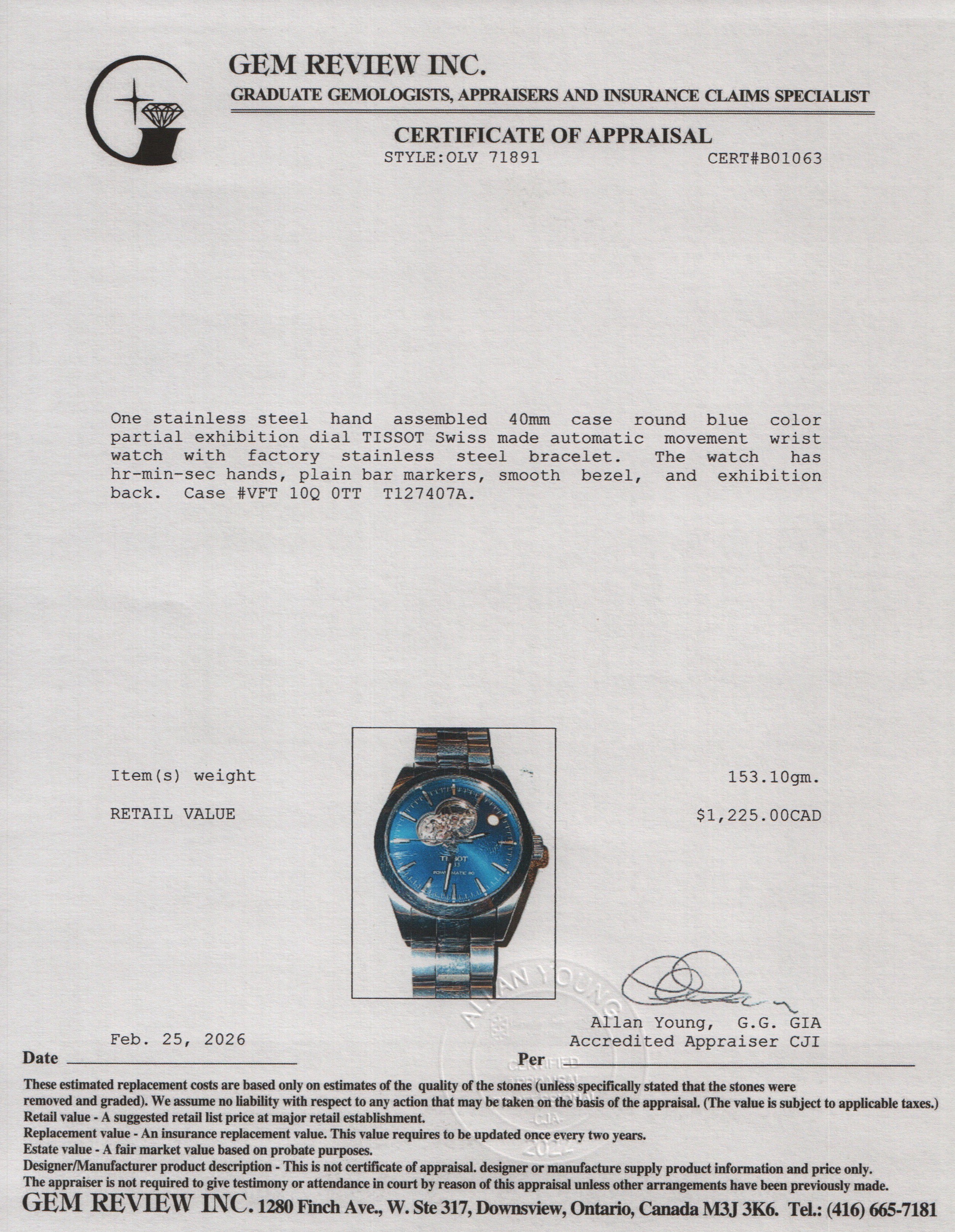 Tissot Stainless Steel Gentleman Open Heart 40 MM Automatic Watch Blue Dial