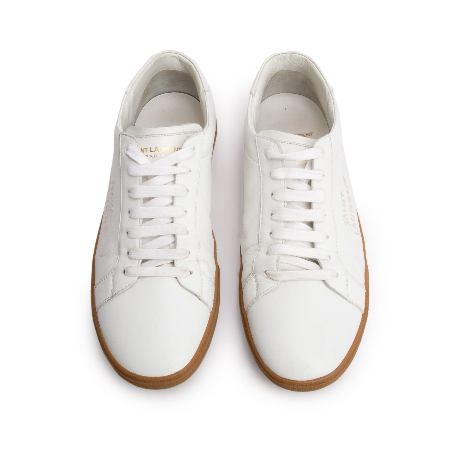 Saint Laurent White Leather Court Classic SL/06 Logo Embroidered Sneakers, Men's Size 42 w/ Box