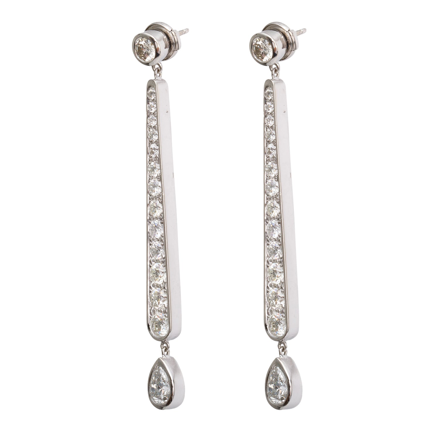 14k White Gold 6.40 tcw. Diamond Drop Earrings