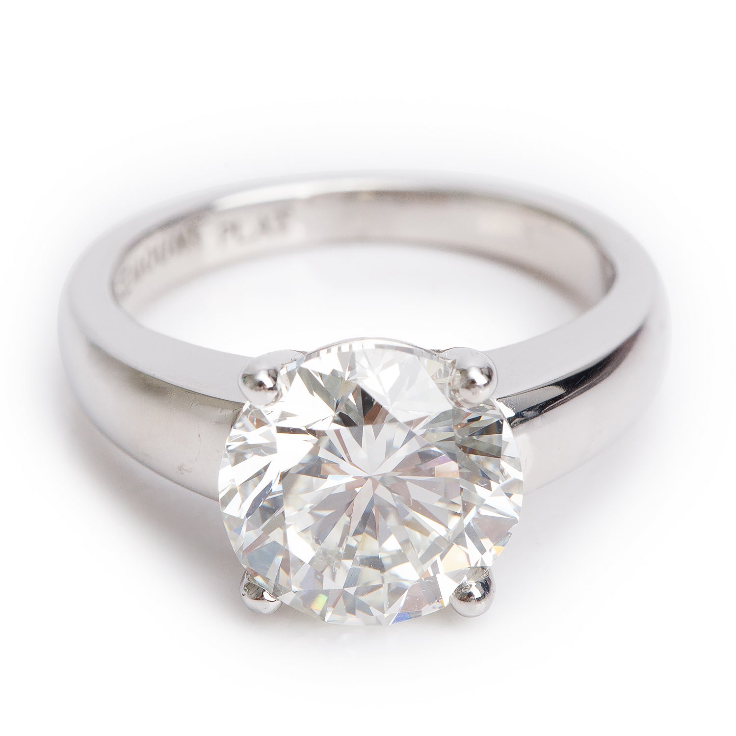 Platinum 4.01 ct. Round Cut Solitaire Diamond Engagement Ring, Size 6.25
