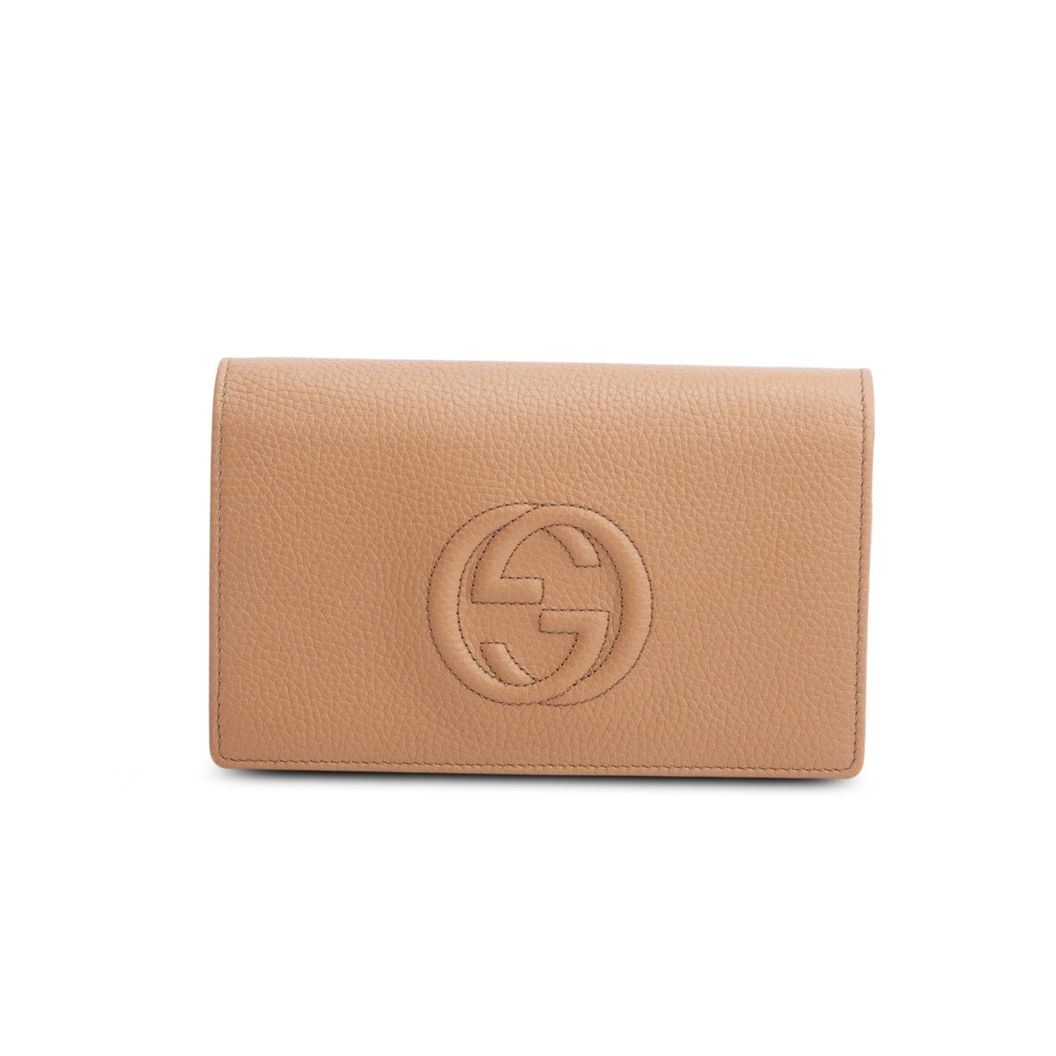 Gucci Brown Pebbled Calfskin Soho Wallet on Chain
