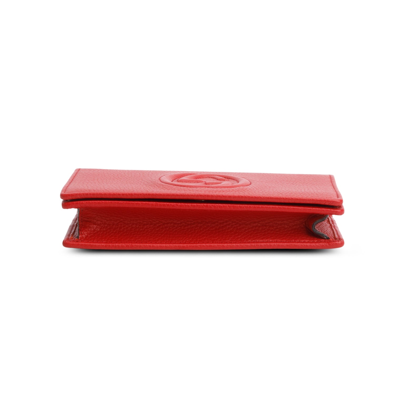 Gucci Red Pebbled Calfskin Soho Wallet on Chain