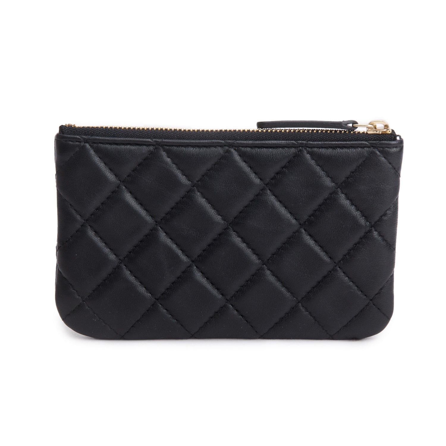 Chanel Black Lambskin Quilted Zip Coin Purse