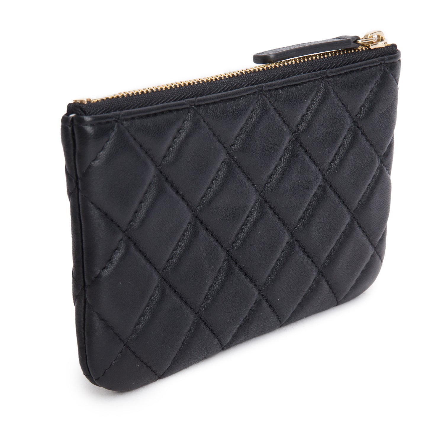 Chanel Black Lambskin Quilted Zip Coin Purse