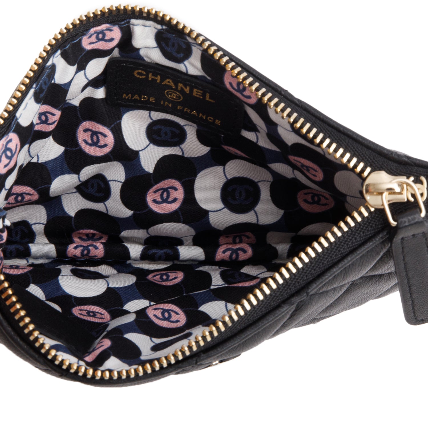 Chanel Black Lambskin Quilted Zip Coin Purse