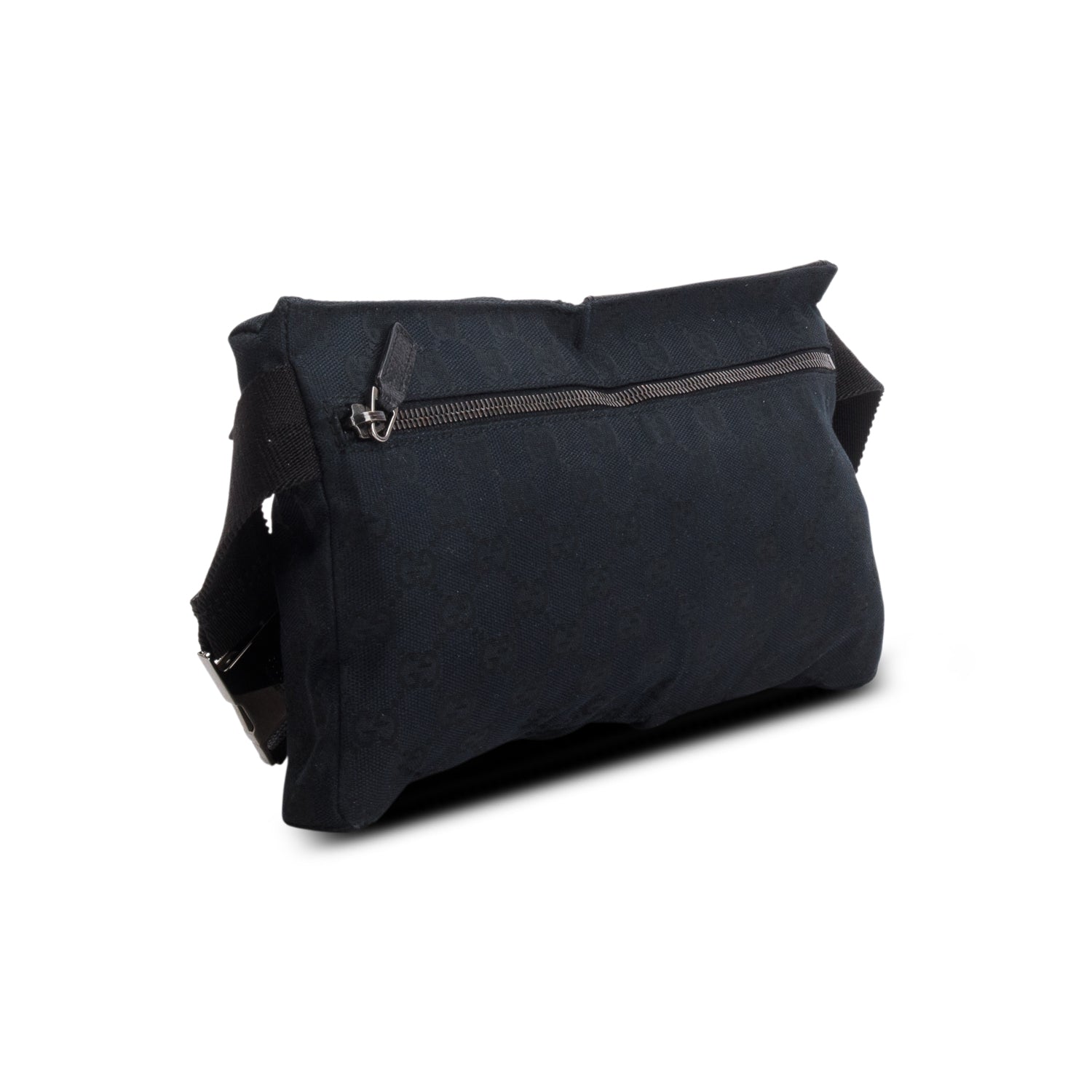 Gucci Black GG Monogram Double Pocket Belt Bag