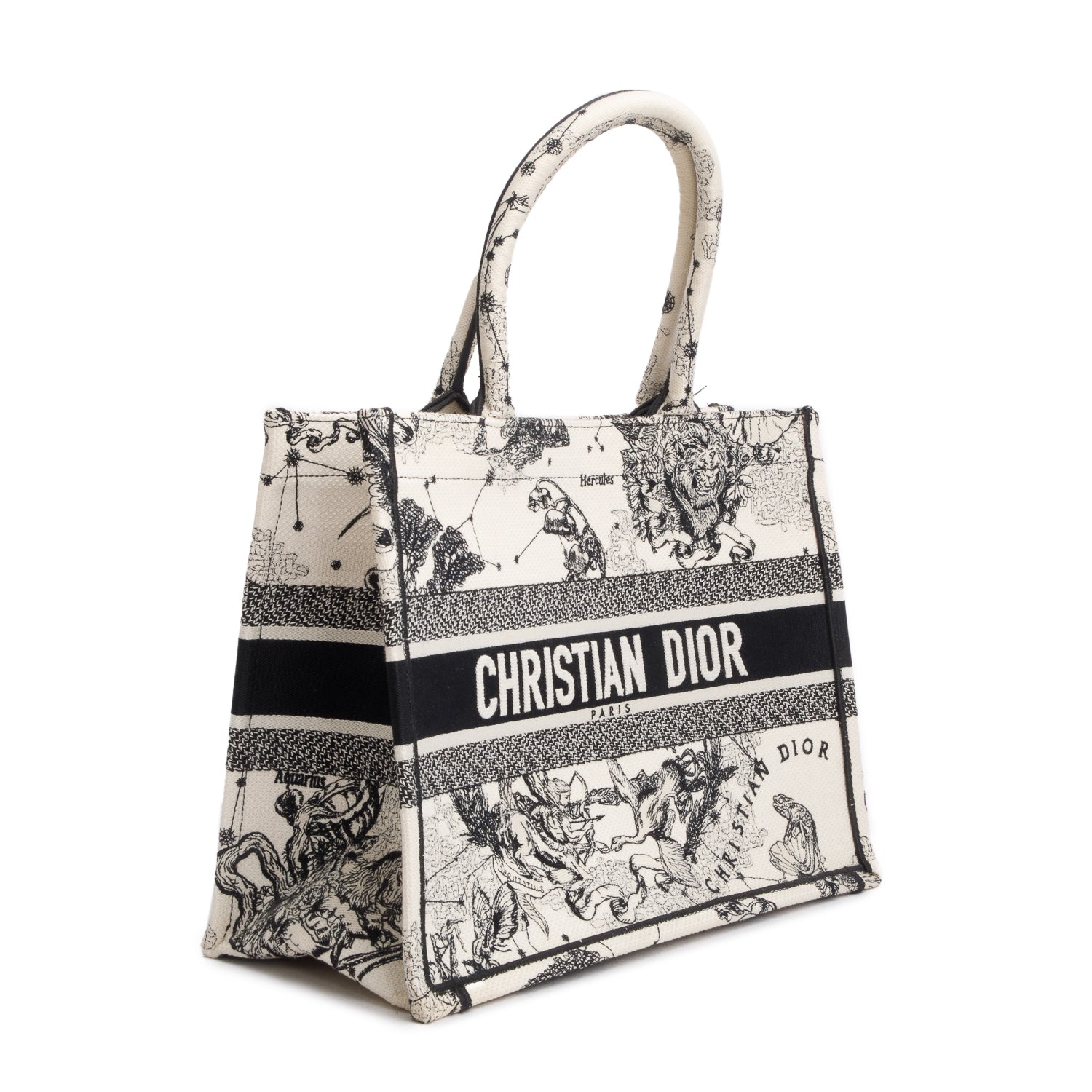 Christian Dior 2021 Canvas Embroidered Medium Zodiac Toile de Jouy Book Tote w/ Box