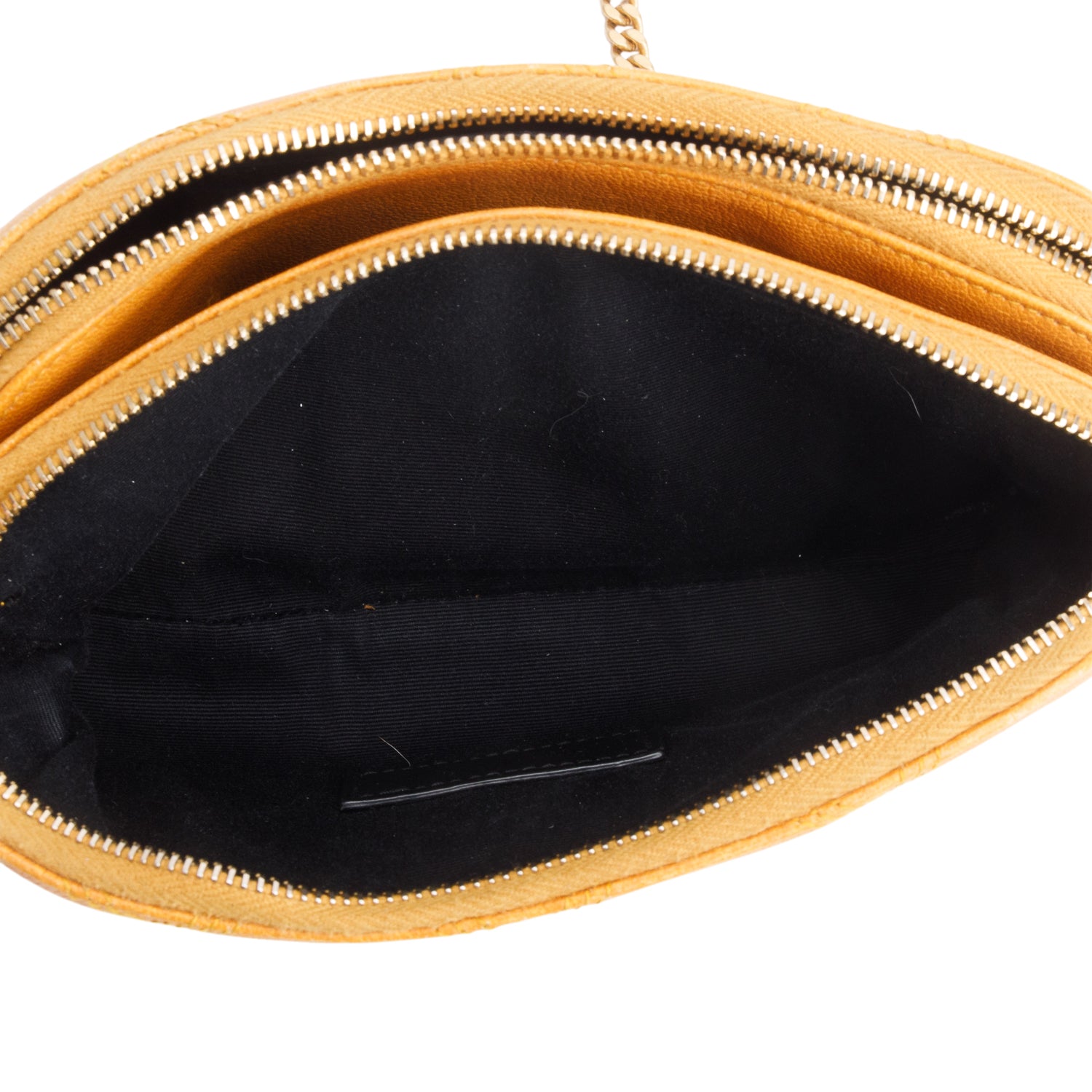 Saint Laurent 2020 Yellow Grained Lambskin Quilted Mini Becky Double Zip Bag w/ Box