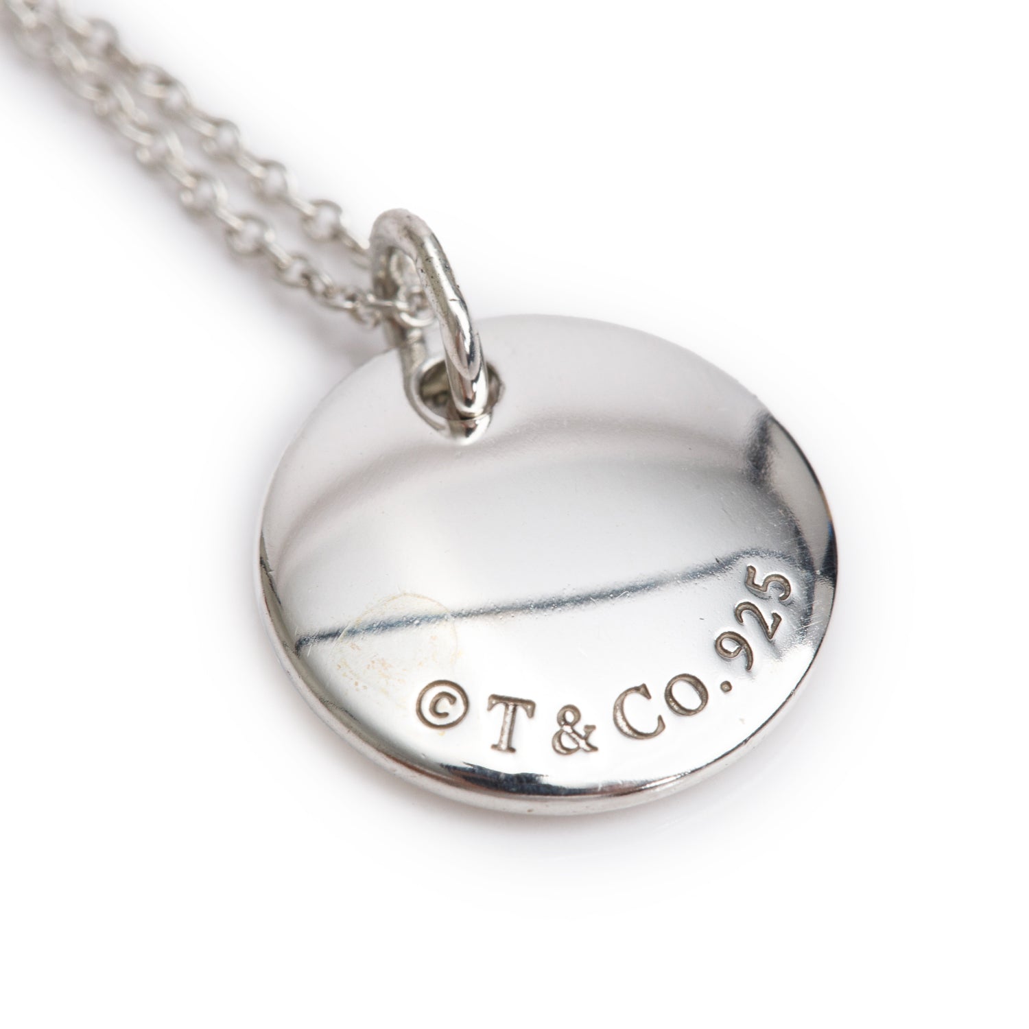 Tiffany & Co. Sterling Silver Notes Letter 'M' Disc Charm Pendant Necklace