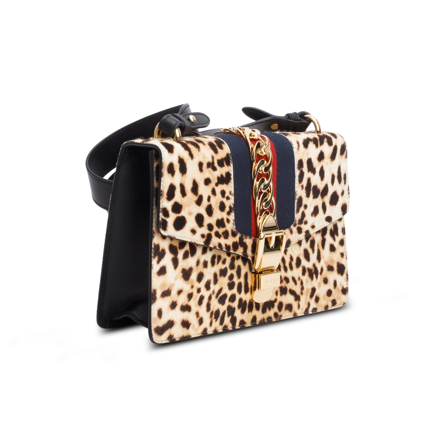Gucci Calf Hair Leopard Print Small Sylvie Shoulder Bag w/ Straps