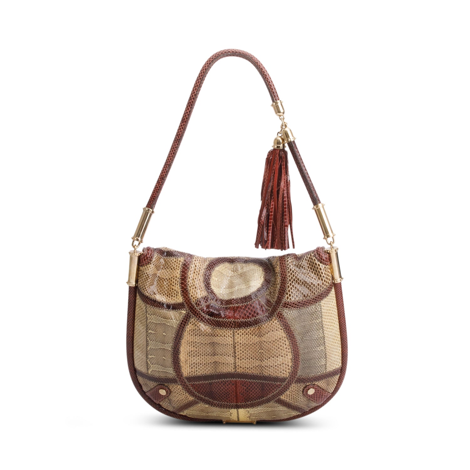 Gucci Multicolor Snakeskin Medium Britt Tassel Shoulder Bag