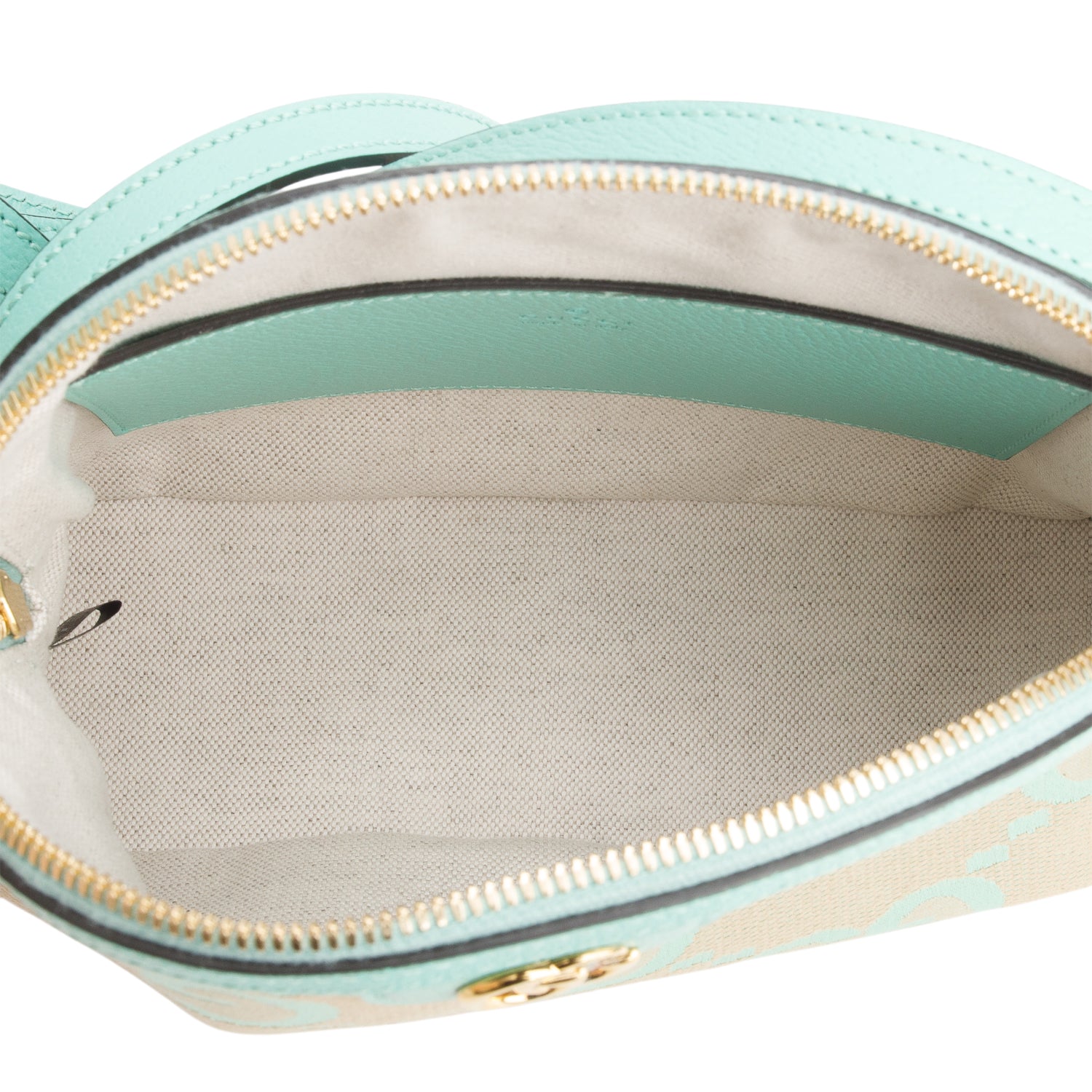 Gucci Green Calfskin Leather Trim Jumbo GG Canvas Small Ophidia Dome Crossbody Bag w/ Box