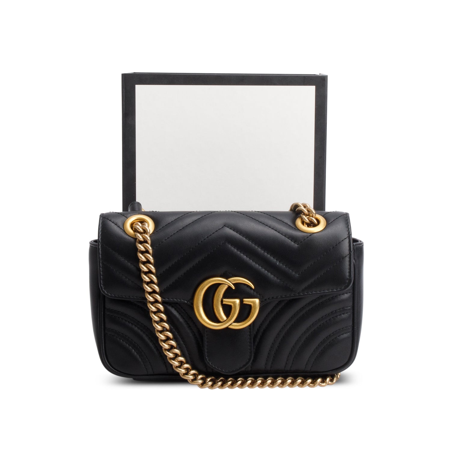 Gucci Black GG Marmont Matelasse Small Shoulder Bag w/ Box