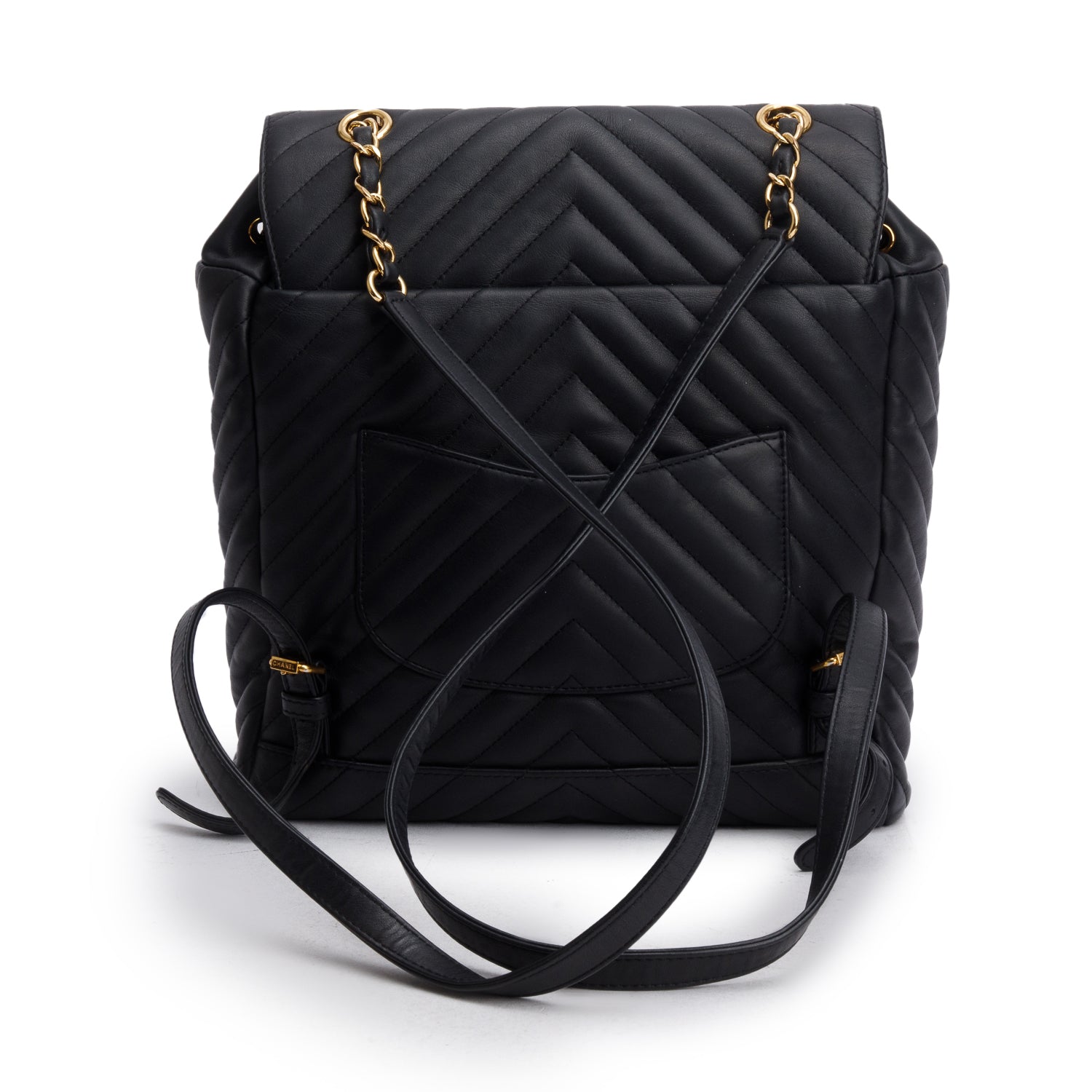 Chanel Black Chevron Quilted Lambskin Leather Small Urban Spirit Backp – OLIVER'S