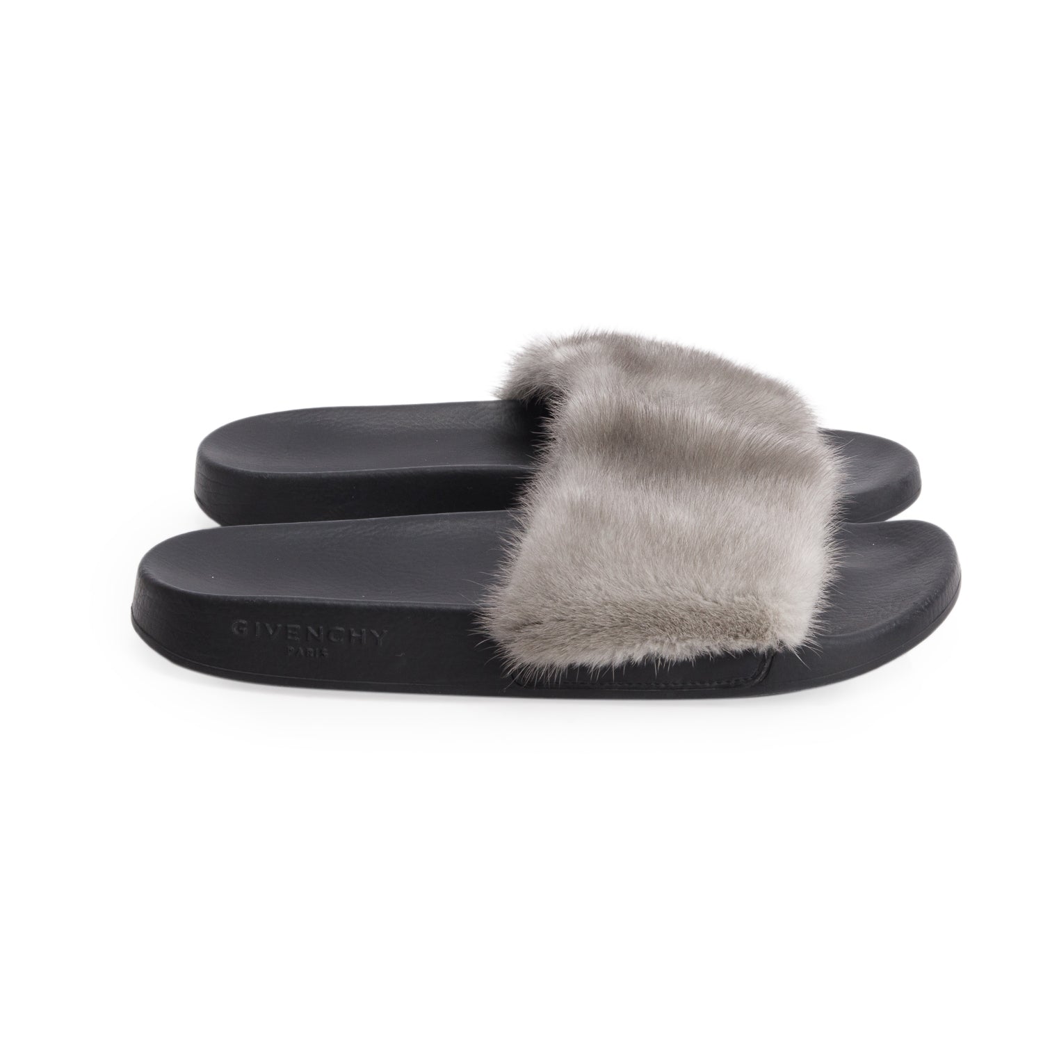 Givenchy Grey Mink Fur Slides, Women's Size 40