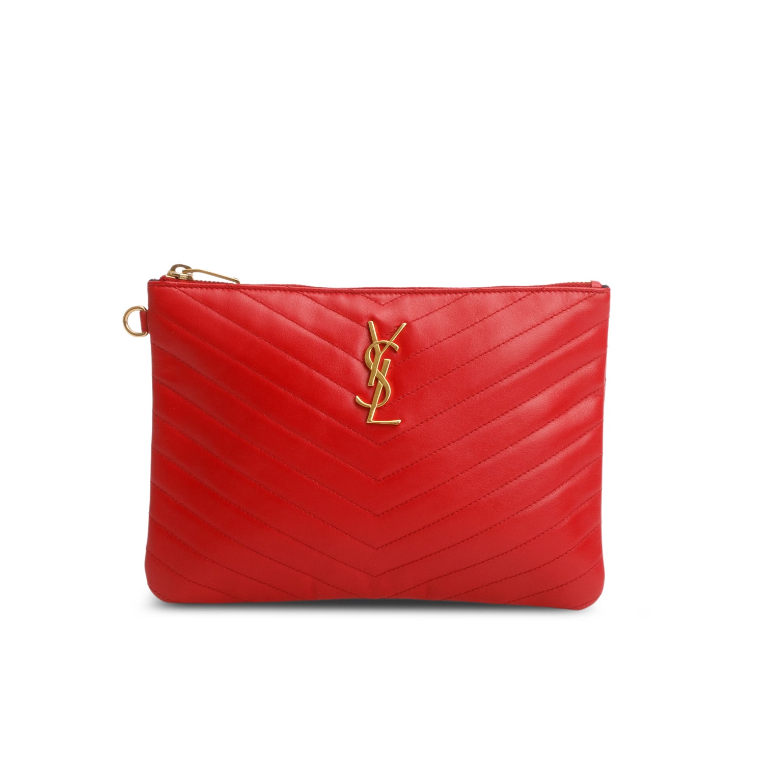 Saint Laurent Calfskin Matelasse Chevron Monogram A5 Wristlet