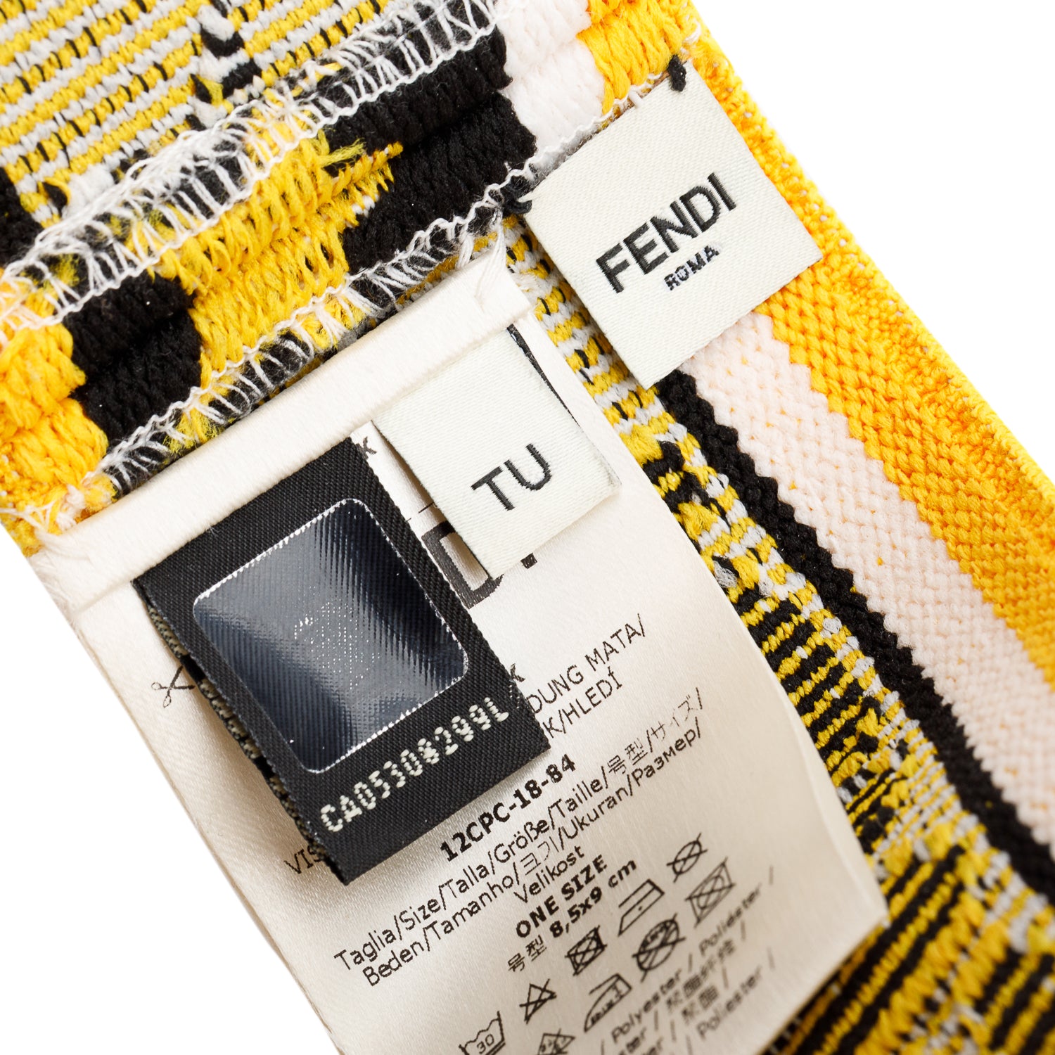 Fendi Yellow Black Logo Knitted Sweatband