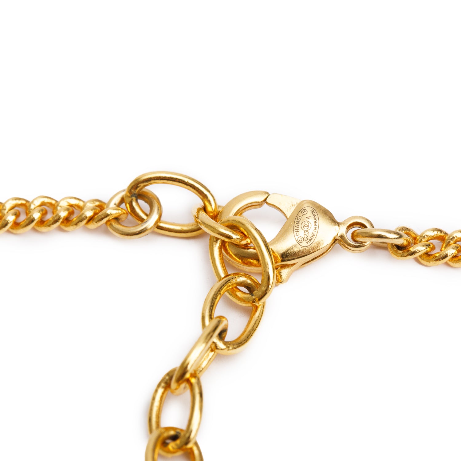 Chanel 2023 Gold-Plated Metal Strass CC Faux Pearl Horse Head Pendant Necklace w/ Box