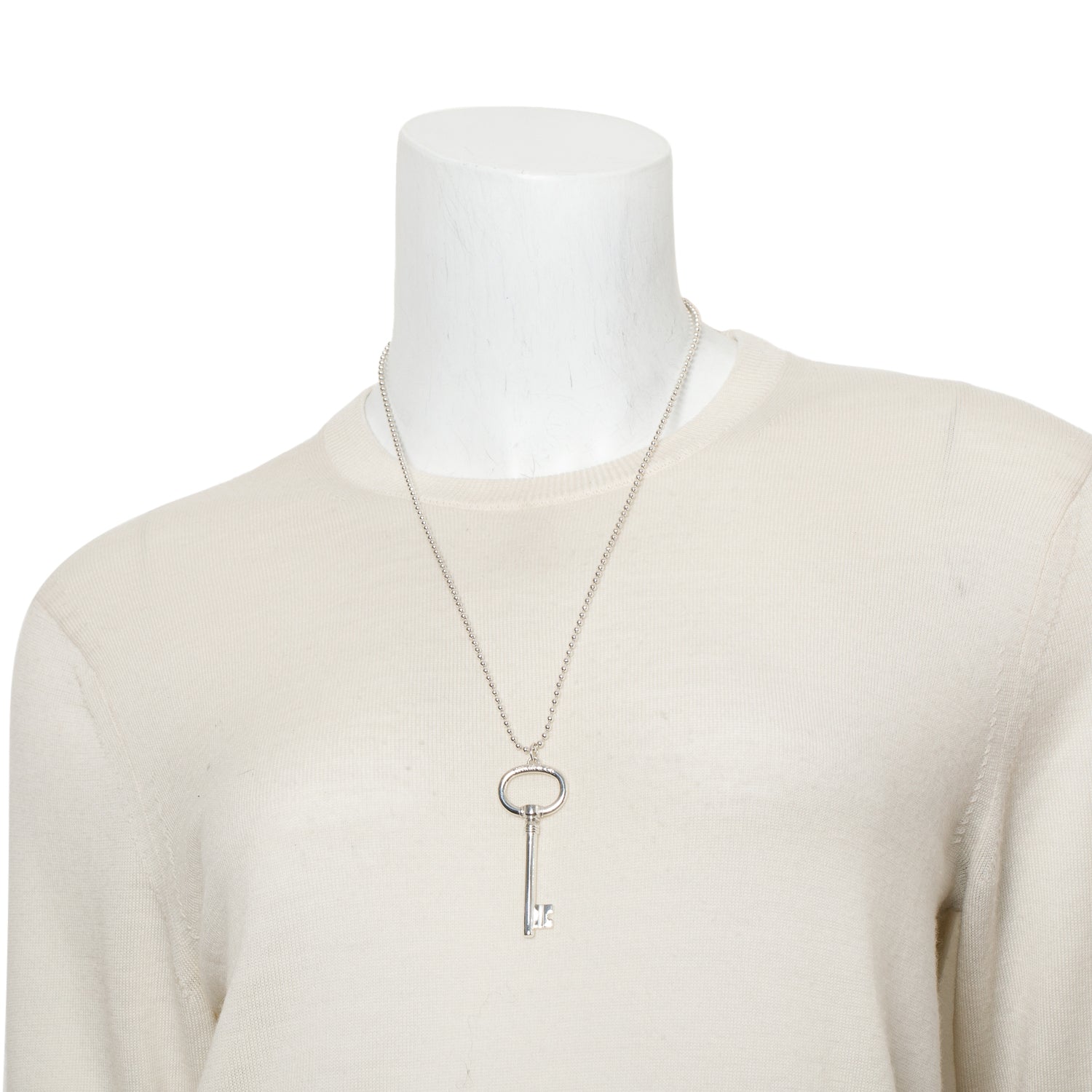 Tiffany & Co. Sterling Silver Large Oval Key Pendant Necklace
